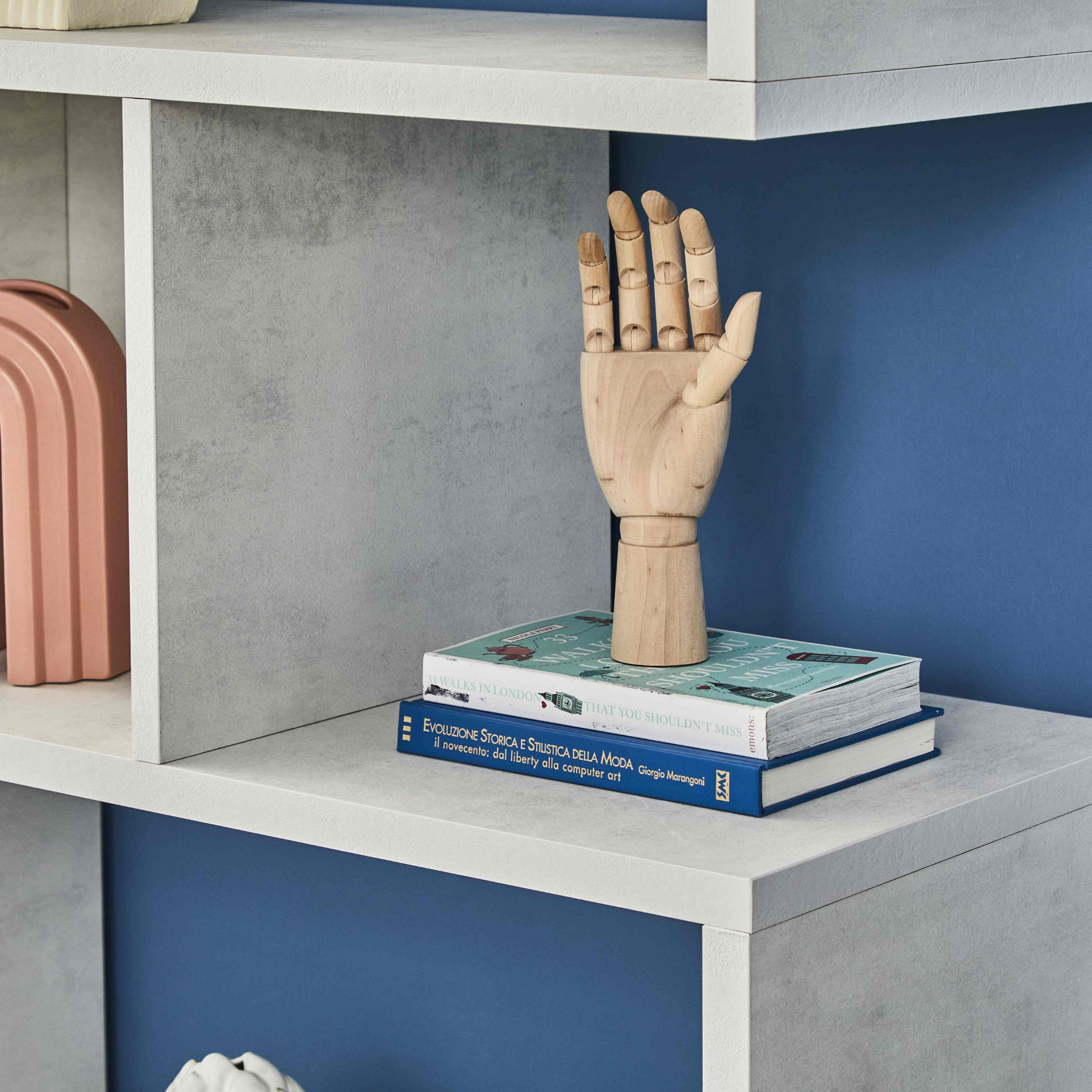 Libreria divisoria modulare "Riflessioni" in legno 4 piani moderna cm 150x38 144h