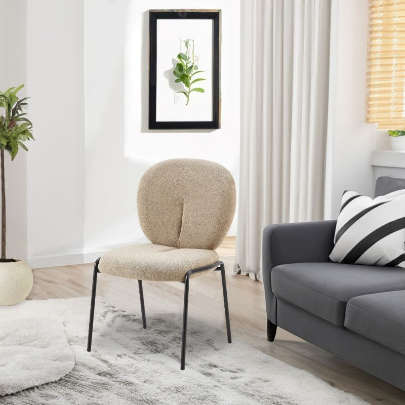 Set di sedie da pranzo "Sirio" imbottite in tessuto Teddy con gambe in metallo nere cm 53x39 94h