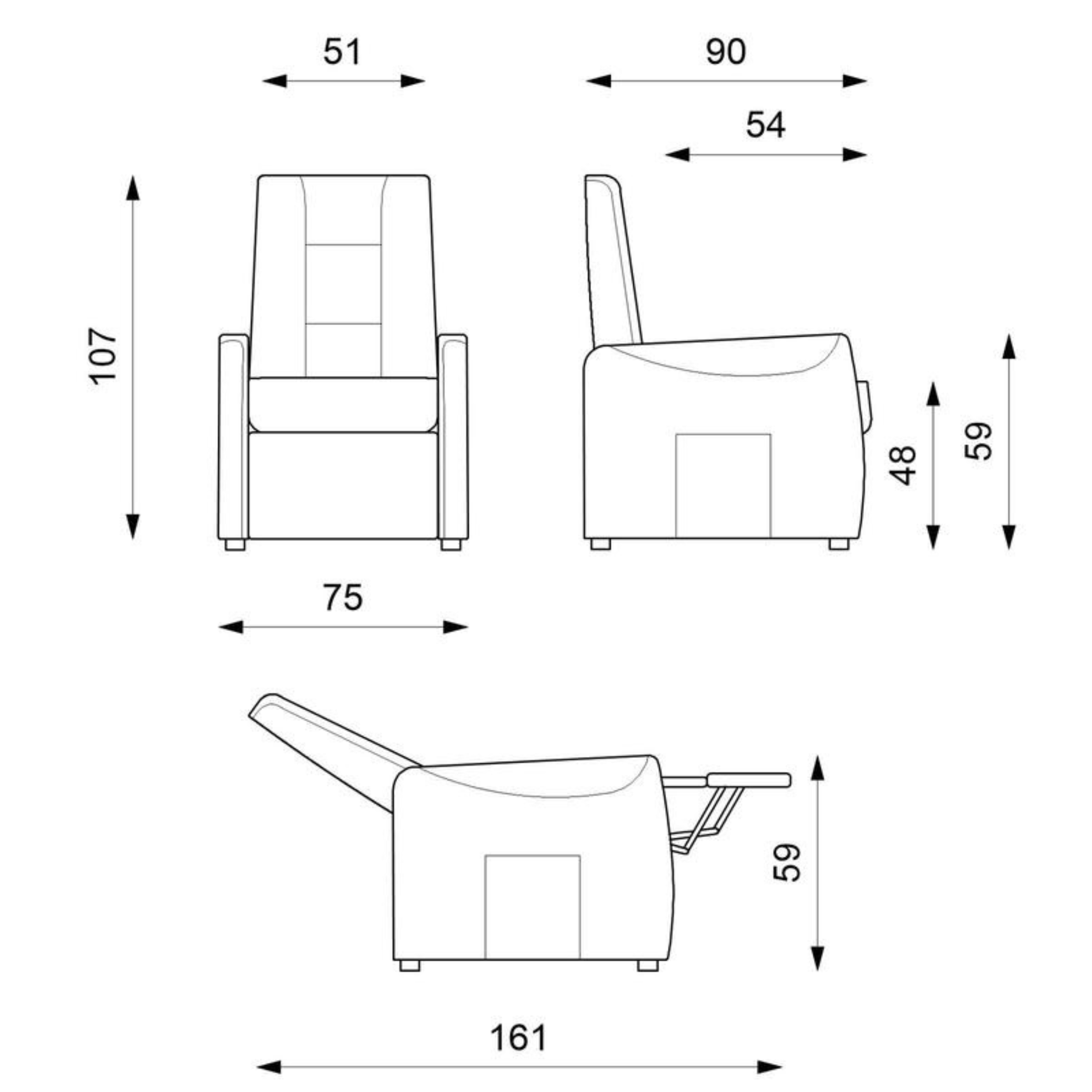 Poltrona reclinabile beige "Elisa" funzione elevatore 1 motore cm 75x90 107h