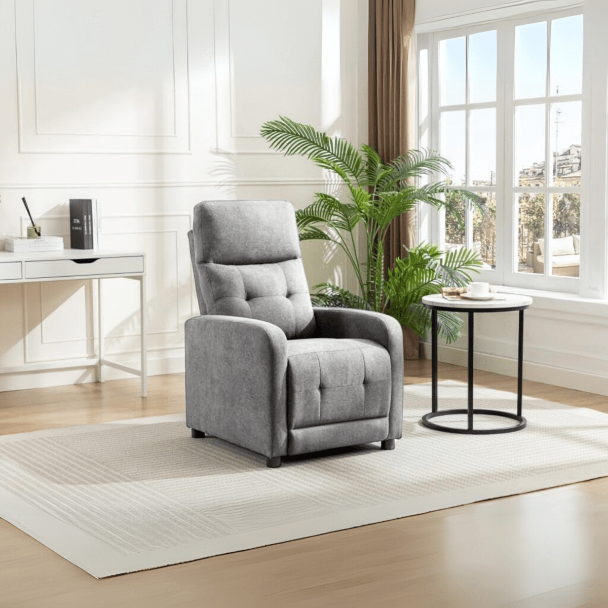 Poltrona reclinabile manuale "Rey" in tessuto liner cm 65,5x85,5 102,5h - MondoViro