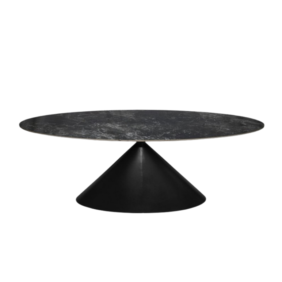 Tavolo ovale fisso "Corte" con piano effetto marmo e base in metallo verniciata a polvere cm 200x80 76h