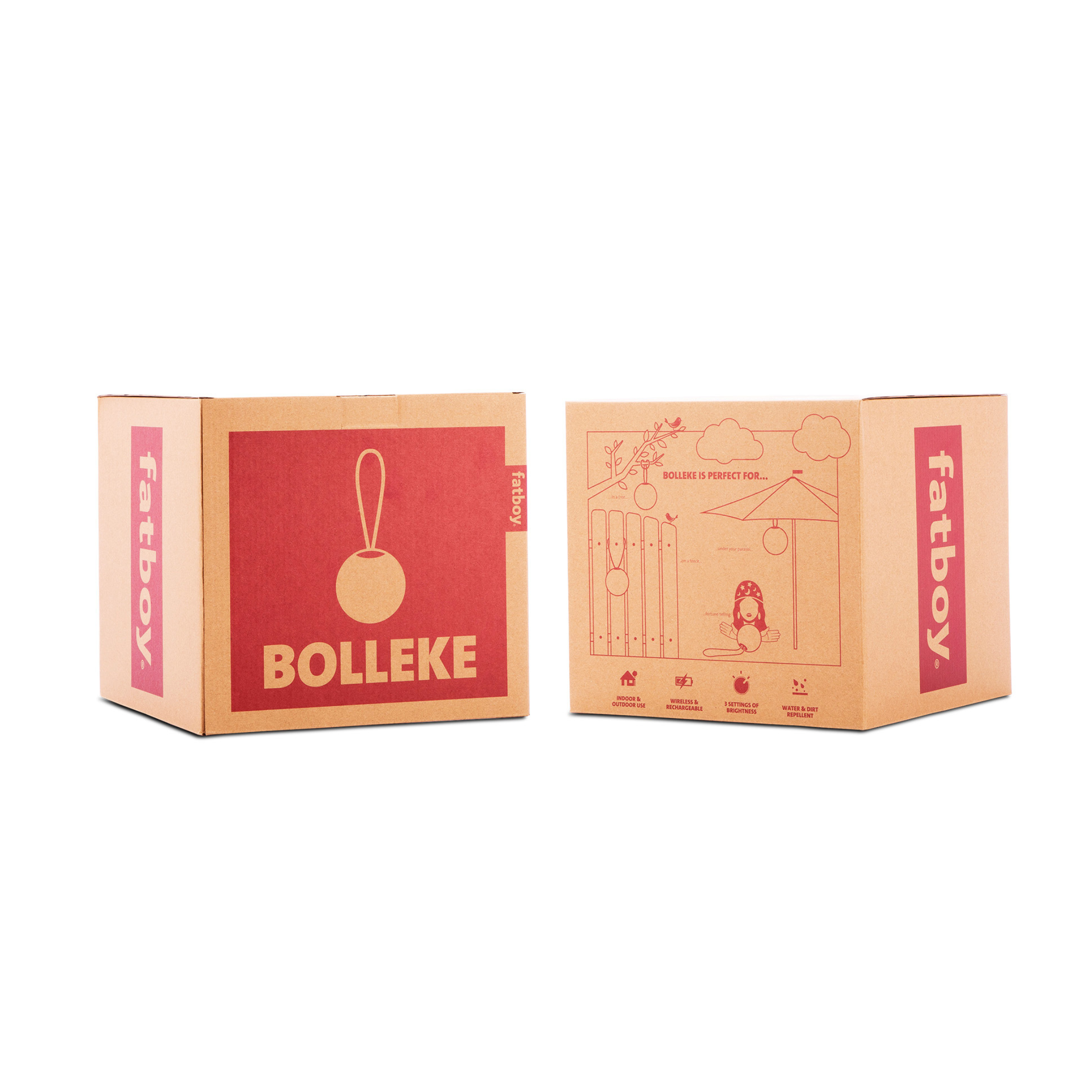 Set di 2 lampade led sospese a batteria "Bolleke" in HDPE con gancio in gomma cm 20x20