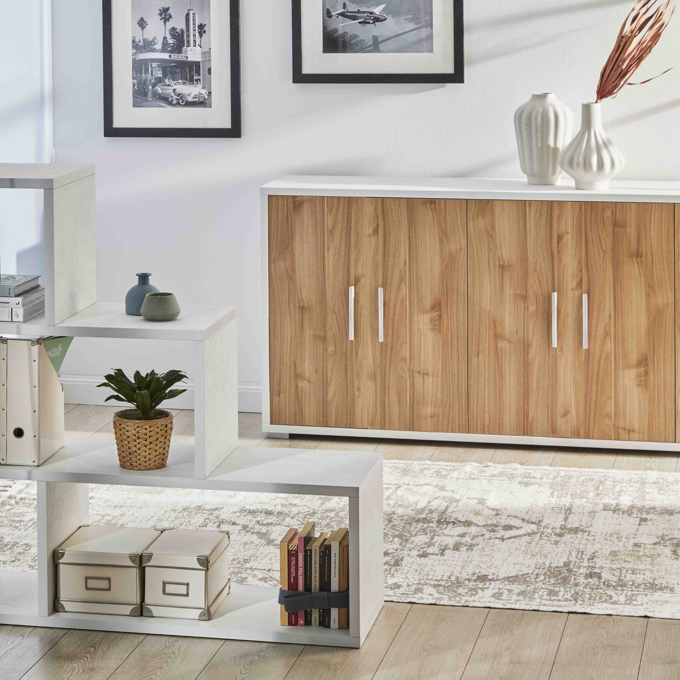 Mobile credenza in legno 6 ante "Parigi" moderno cm 203x41 84h