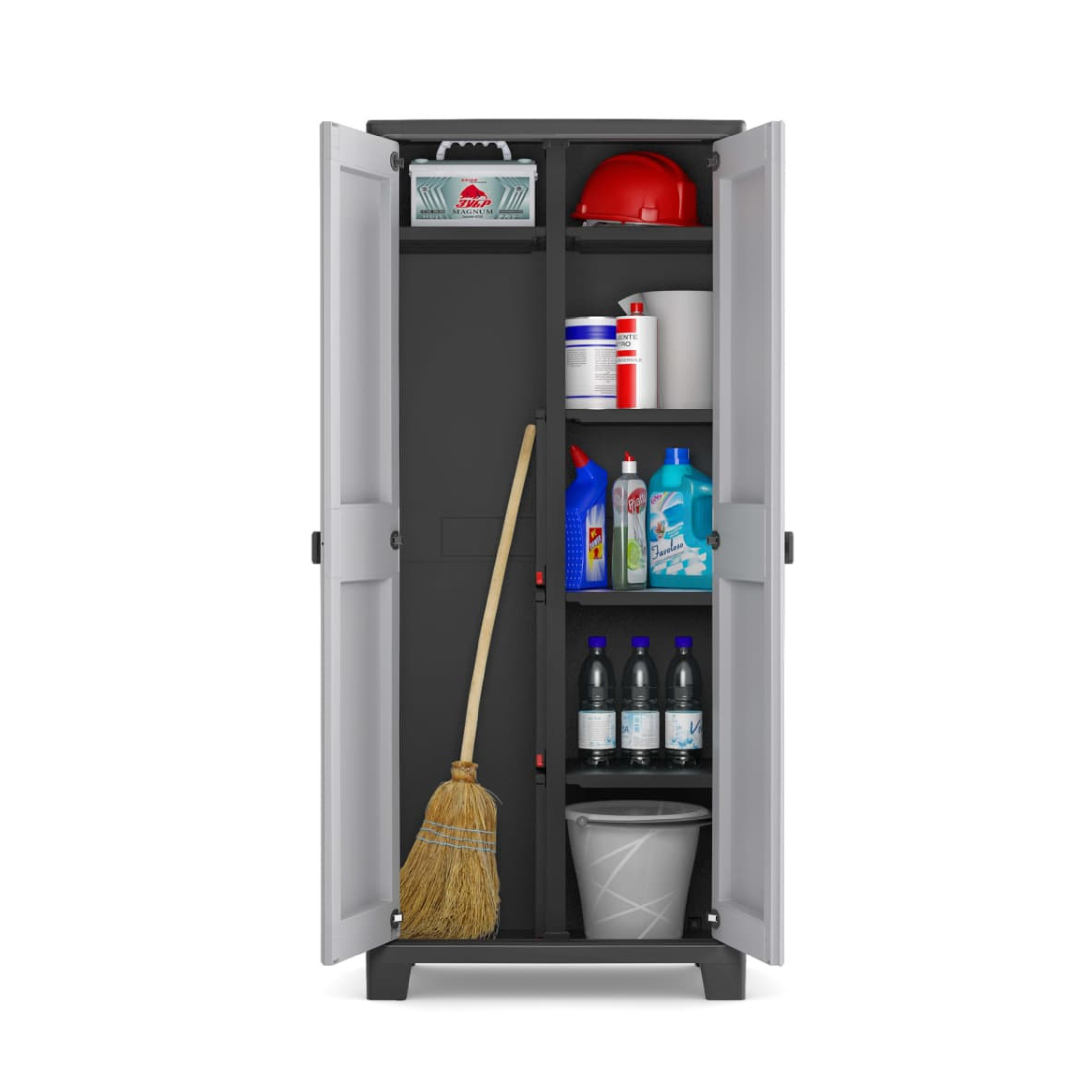 Armadio XL in resina da giardino "Hitan" con ripiani interni e piedini rialzati