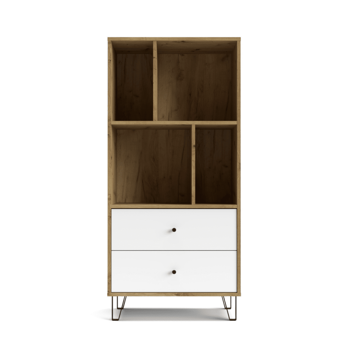 Set mobili da soggiorno "Living Bollo" in legno rovere artisan e bianco - MondoViro