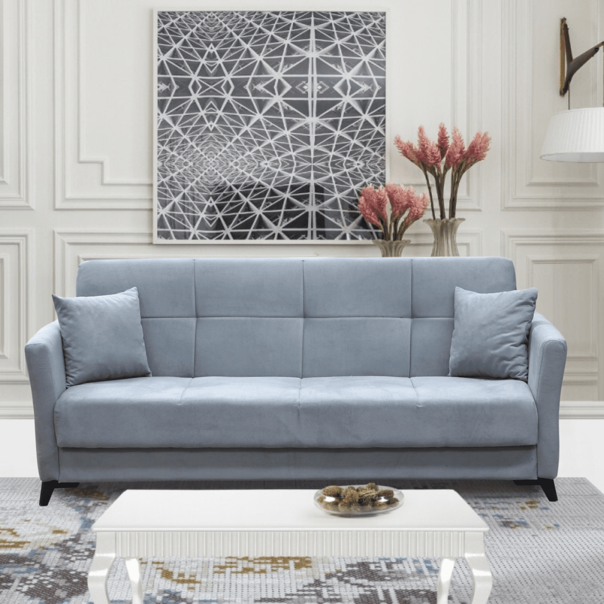 Divano prontoletto moderno "Lory" 3 posti in velluto da soggiorno cm 210x88 82h - MondoViro