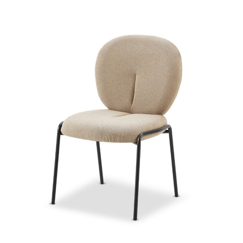 Set di sedie da pranzo "Sirio" imbottite in tessuto Teddy con gambe in metallo nere cm 53x39 94h