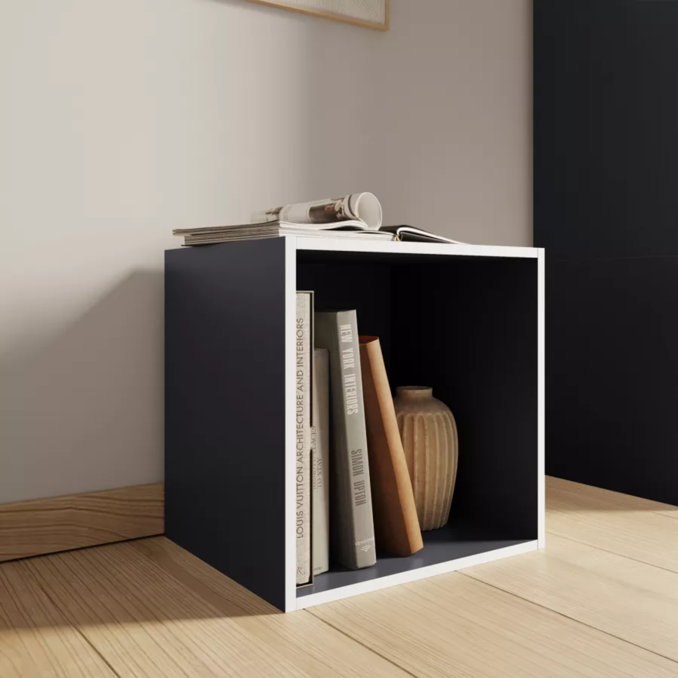 Mensola a giorno colorata "Cubo" in legno cm 35x35 29h