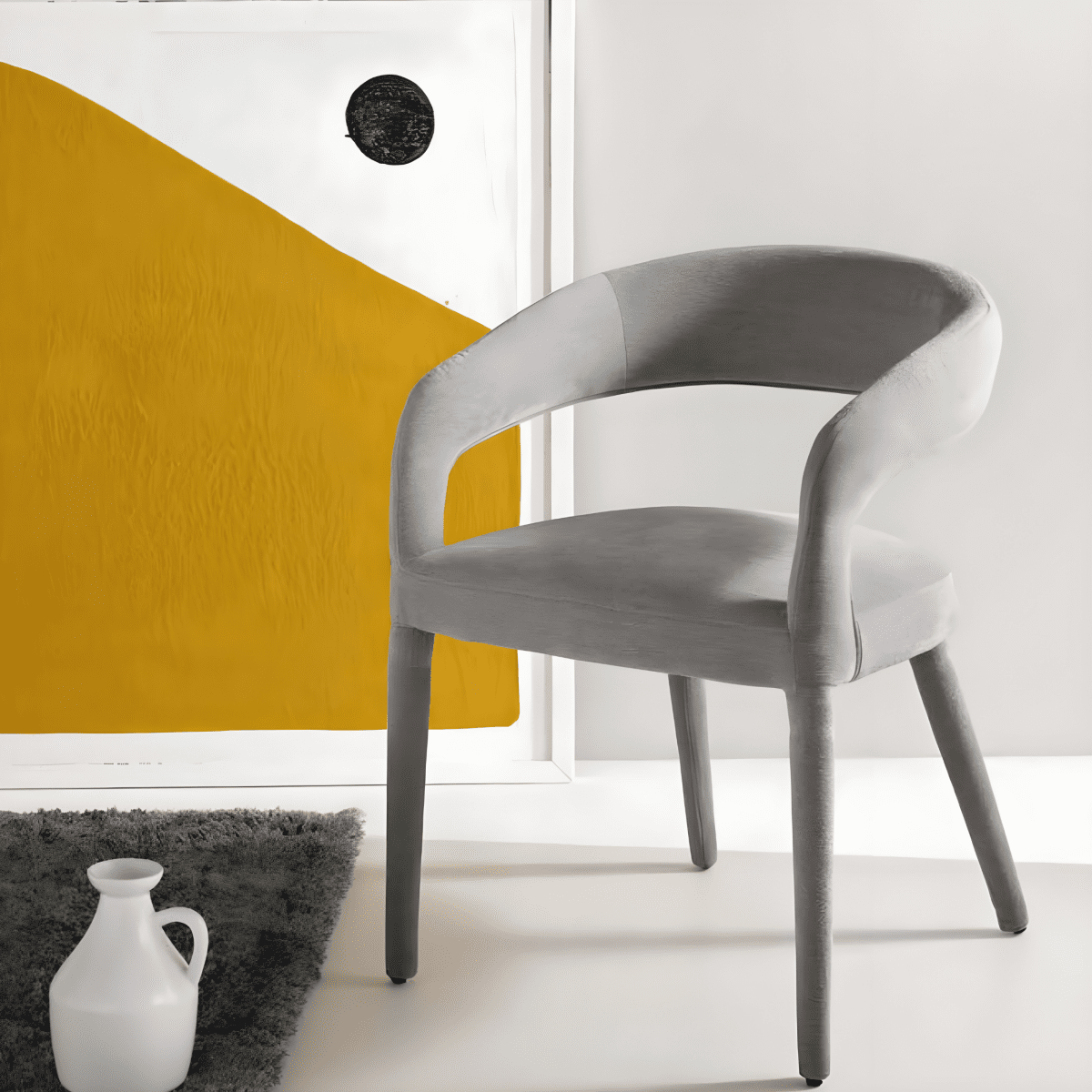 Set di sedie "Voltris" imbottite in tessuto bouclé con gambe rivestite in tessuto cm 55x57 76h - MondoViro