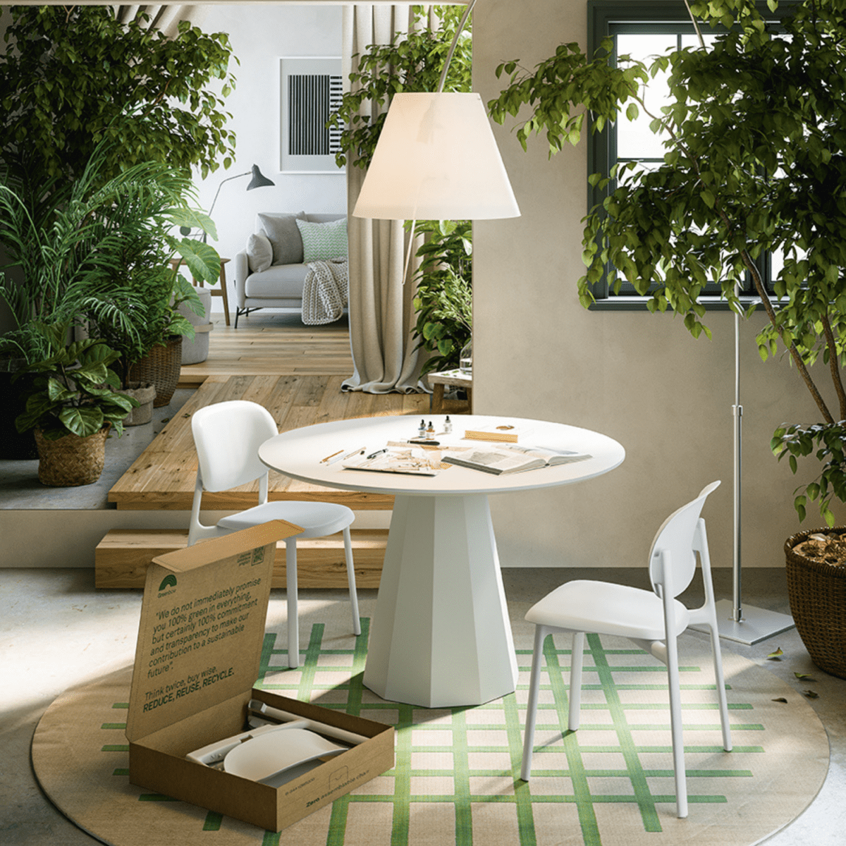 Sedia moderna da soggiorno "Zero" in polipropilene riciclato cm 53x53 82h - MondoViro