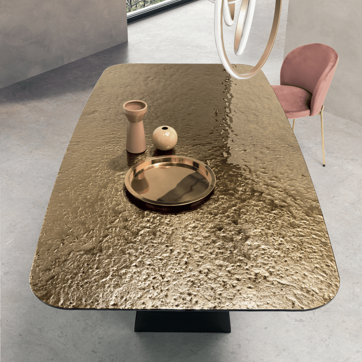 Tavolo fisso moderno "Karlito" con base in metallo verniciato cm 210x110 75h - MondoViro