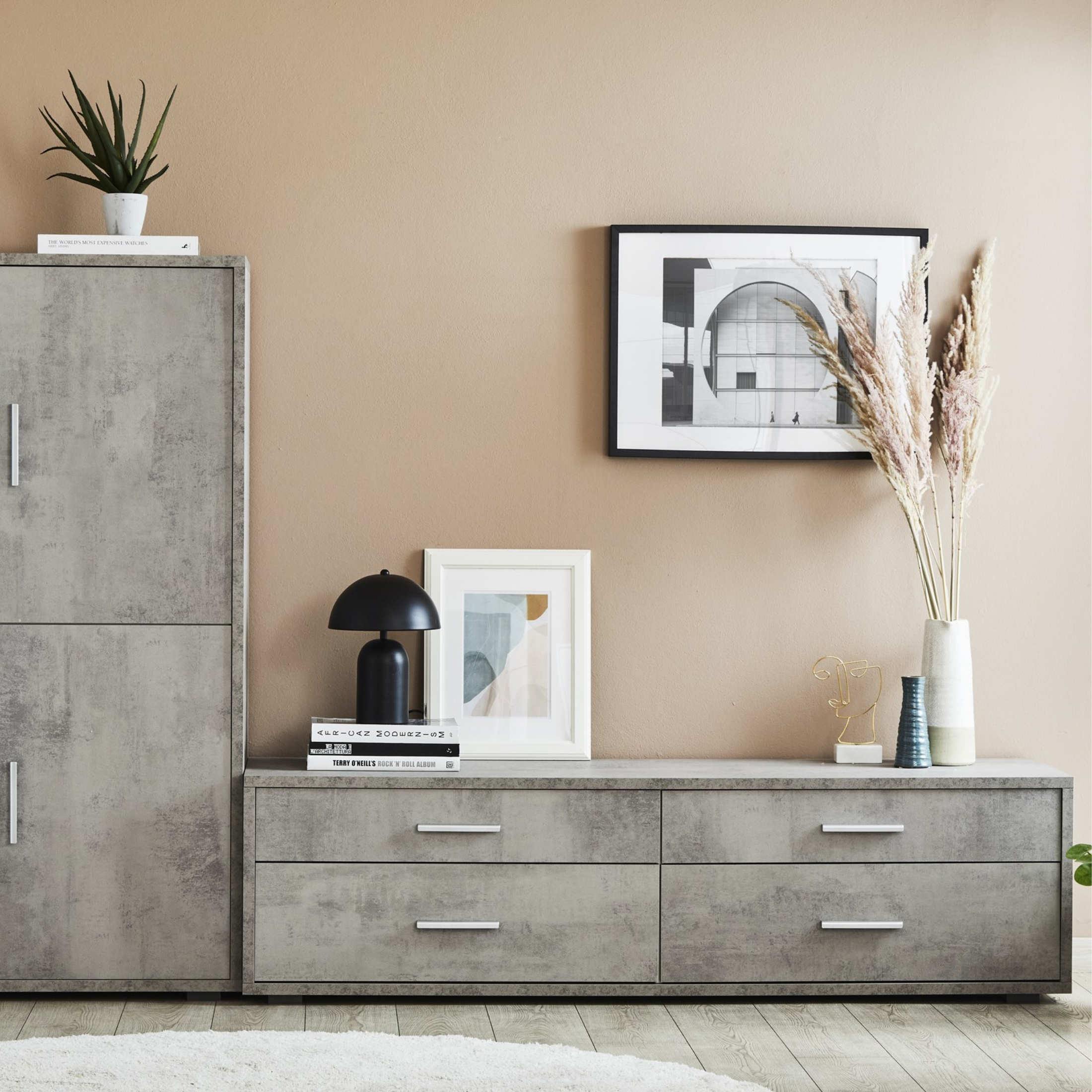 Mobile 4 cassetti in legno "Pedro" moderno da ingresso cm 179x47 50h