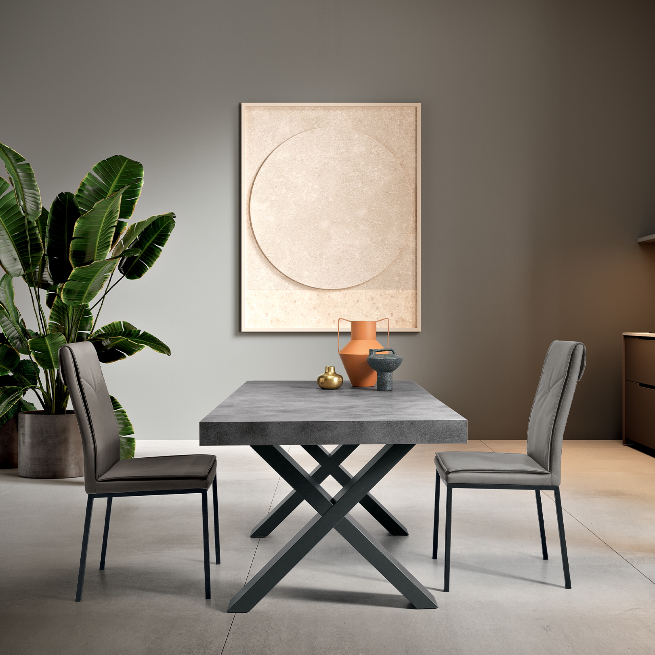 Tavolo allungabile da pranzo "Barton" con allunghe in laminato effetto legno cm 160/260x90 76h