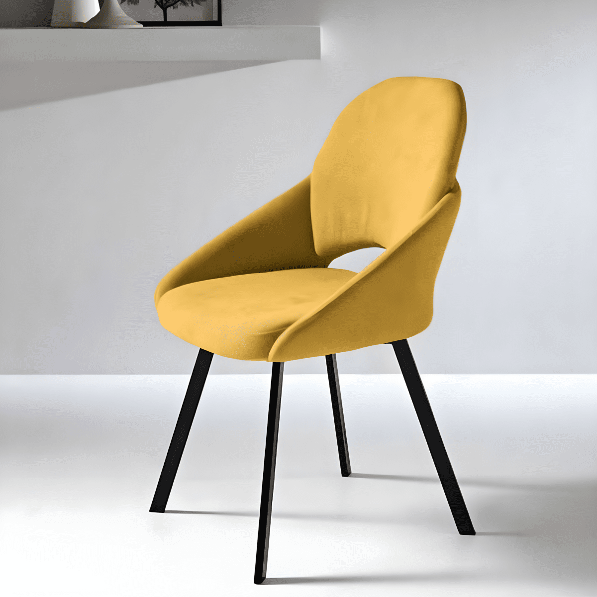 Set di sedie da pranzo "Dolly" imbottite in tessuto con struttura in metallo verniciato cm 56x56 90h - MondoViro