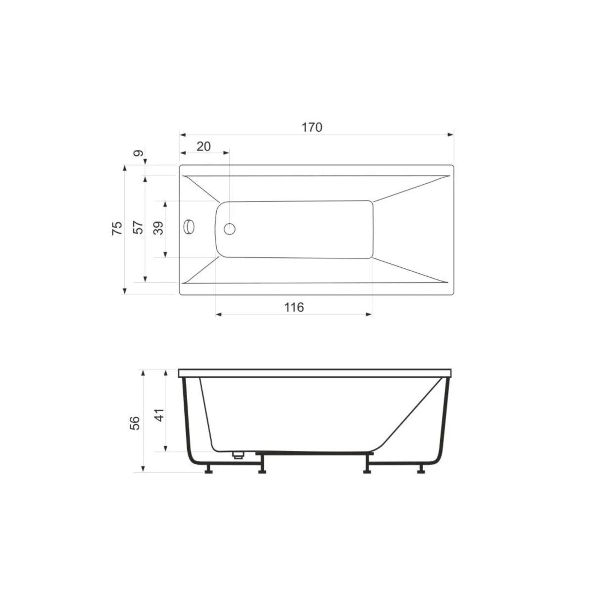 Vasca da bagno idromassaggio "Agata" incassata tra 3 muri in acrilico cm 170x75 56h - MondoViro
