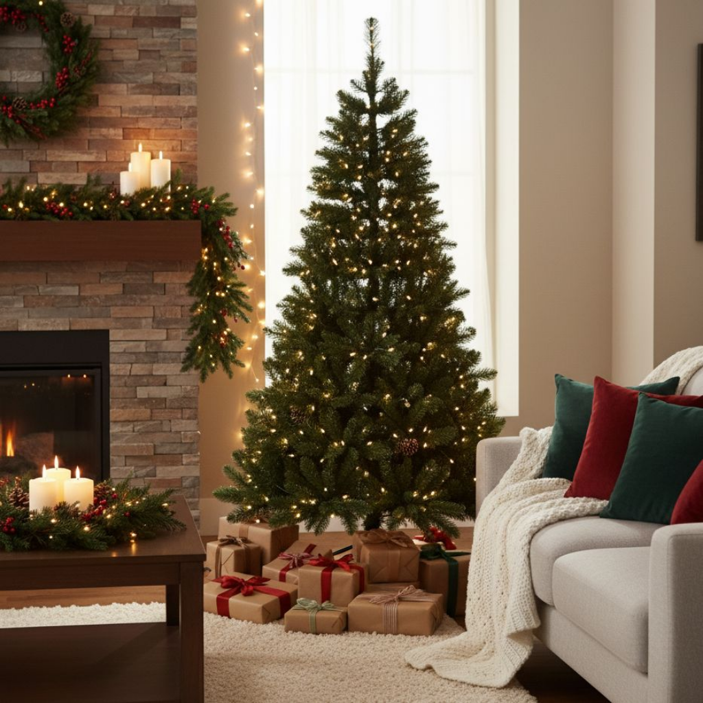 Albero di Natale moderno "Tenerife" in PVC di altissima qualità effetto realistico