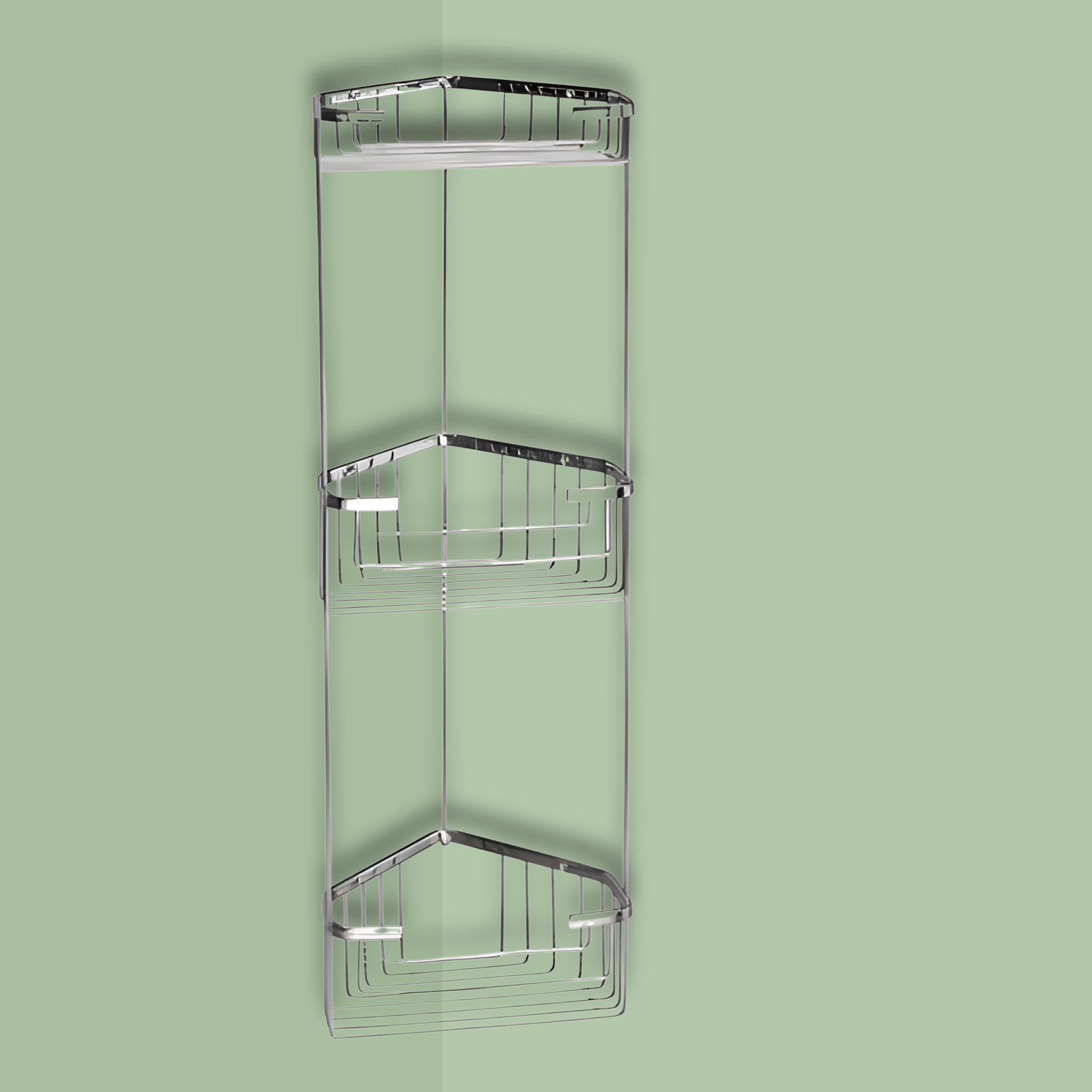 Portasapone angolare per doccia a 3 piani "Ivàn" in filo di acciaio inox cm 15,9x15,9 54,2h