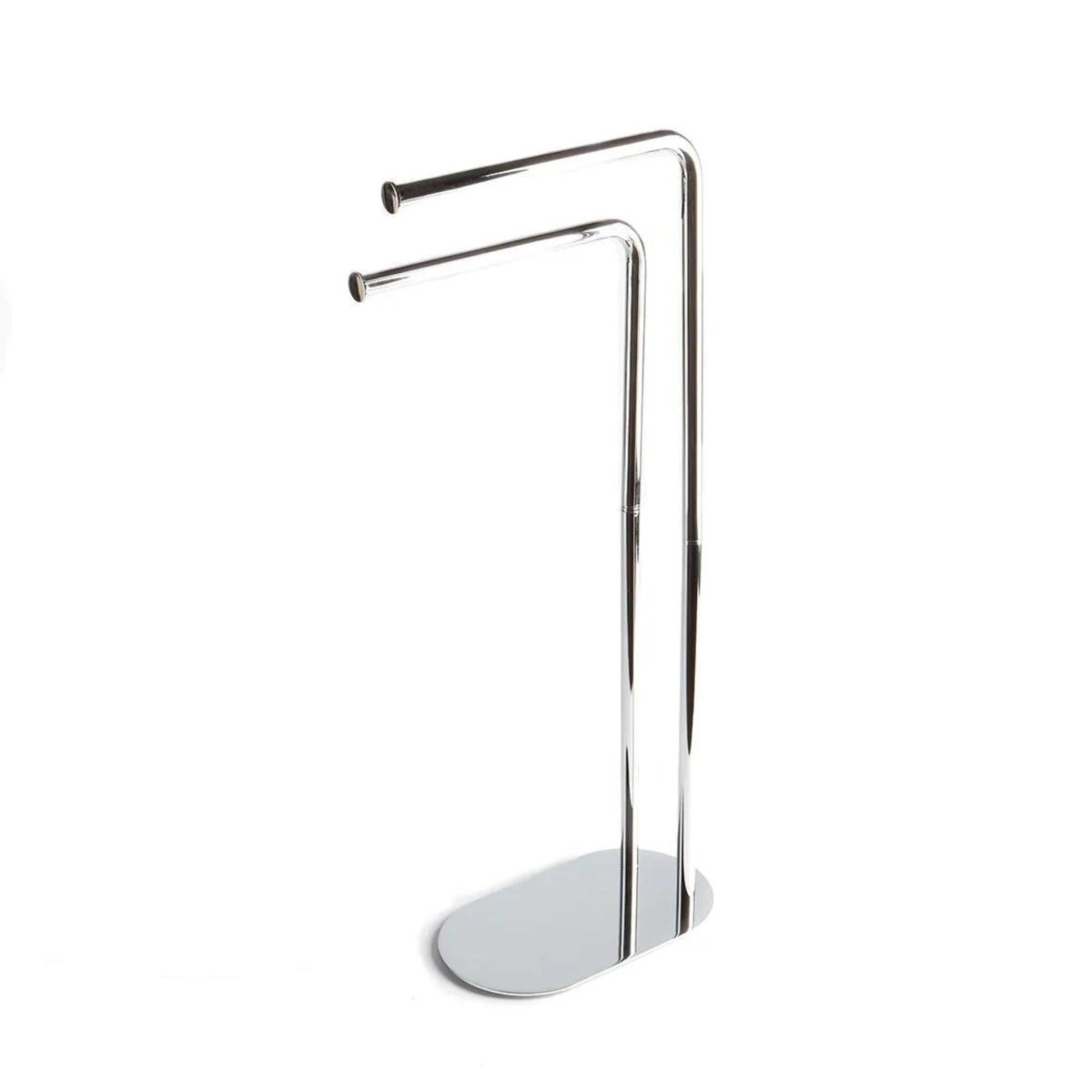 Piantana porta 2 asciugamani "Hans" in metallo cromato con basamento ovale - MondoViro