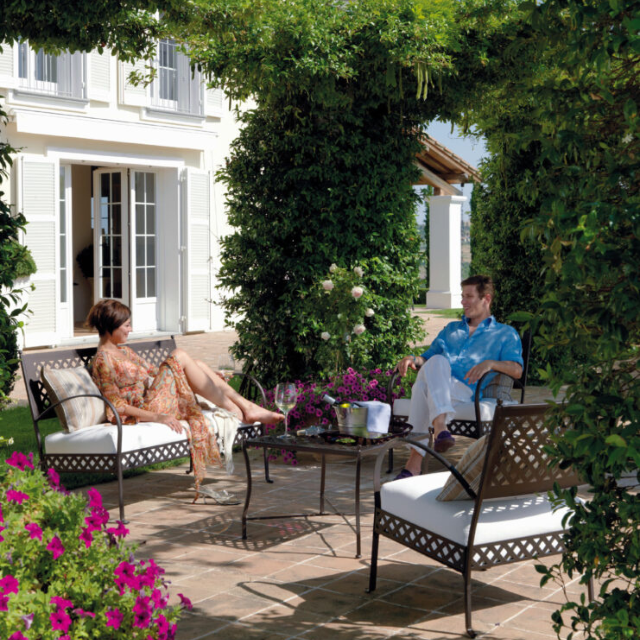 Poltrona bassa da giardino in metallo "Springtime" sedia lounge cm 64,5x75 83h