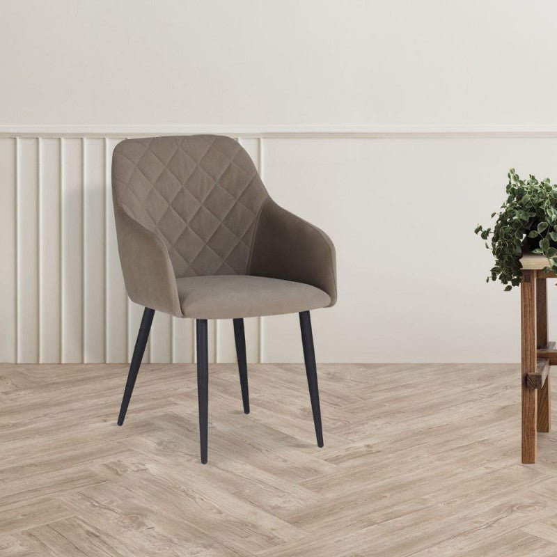 Set di sedie da pranzo "Rarra" imbottite in tessuto con gambe in metallo nere cm 59x60 85h - MondoViro