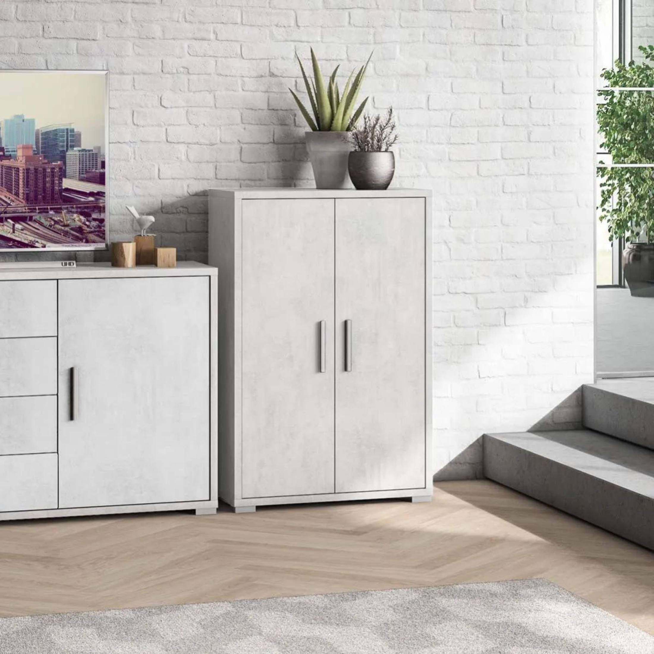 Mobile 2 ante con ripiani regolabili "Charme" armadio multiuso cm 71x41 110h