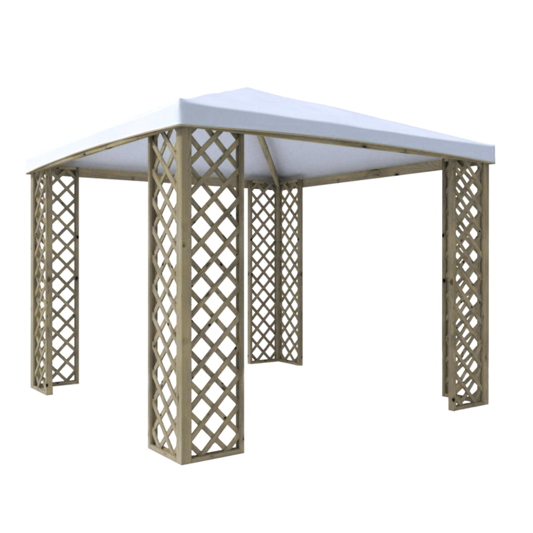 Gazebo per esterno in legno di abete "Lolita" copertura in pvc bianco mt 3x3 2,7h