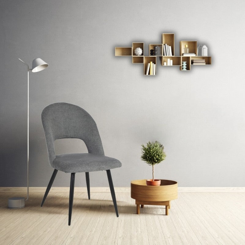 Set di sedie da pranzo "Lunetta" imbottite in tessuto con gambe in metallo nere cm 50x48 84h