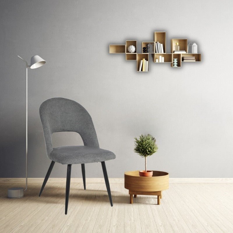 Set di sedie da pranzo "Lunetta" imbottite in tessuto con gambe in metallo nere cm 50x48 84h - MondoViro