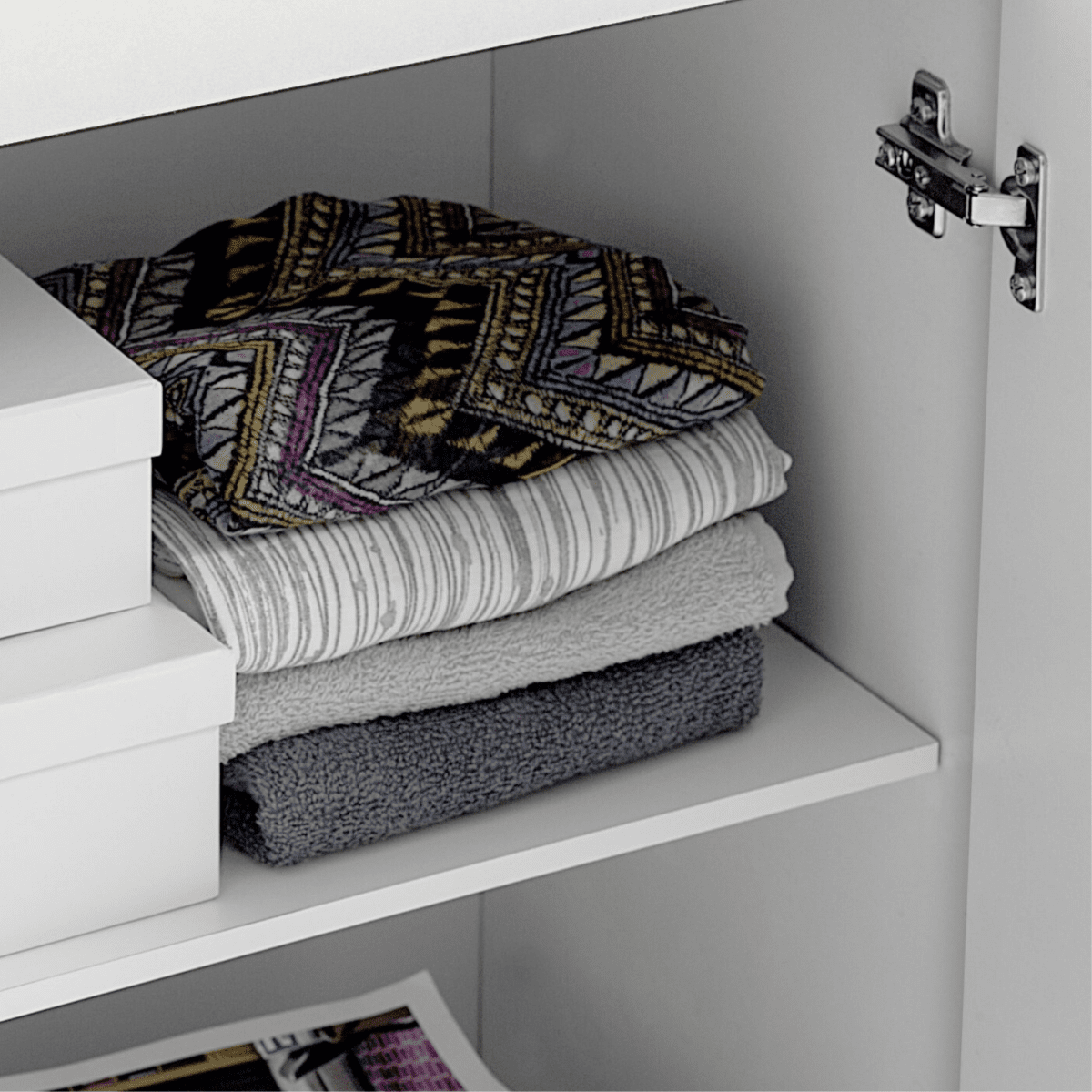 Mobile colonna multiuso a 1 anta "Ricla" in legno bianco laccato cm 31x34 183h - MondoViro