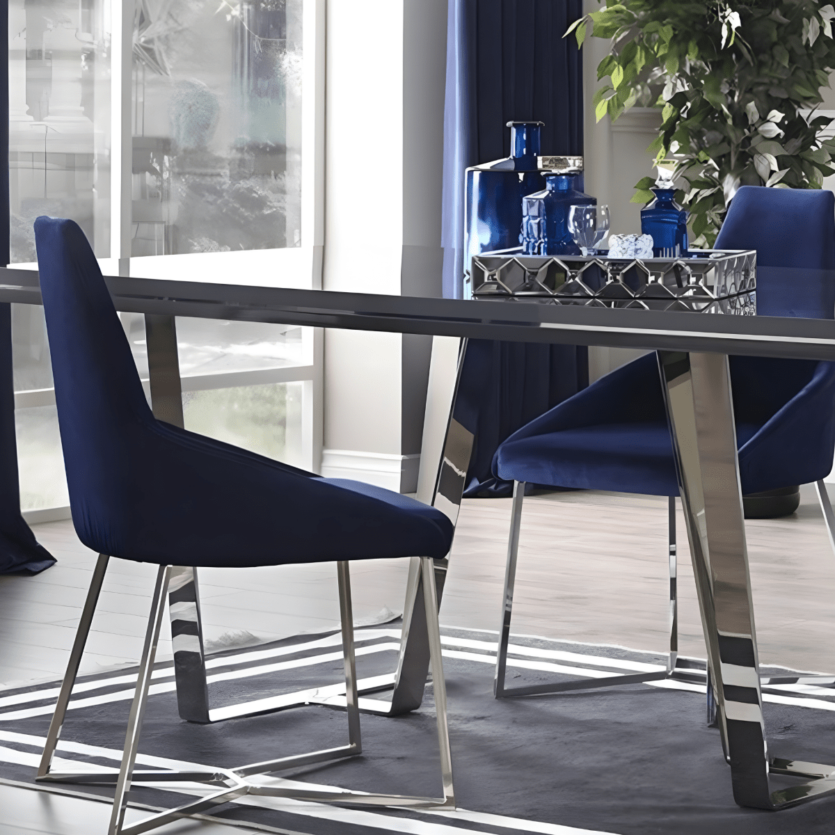 Set di sedie da pranzo "Enzio" imbottite in tessuto con struttura in metallo cm 52x48 90h - MondoViro