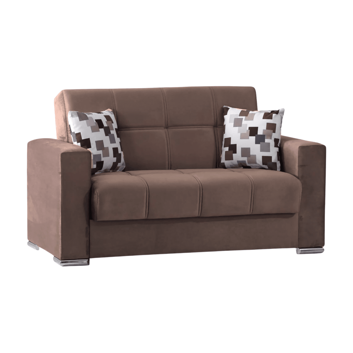 Divano 2 posti contenitore "Alba" in tessuto con piedi cromati cm 158x85 92h - MondoViro