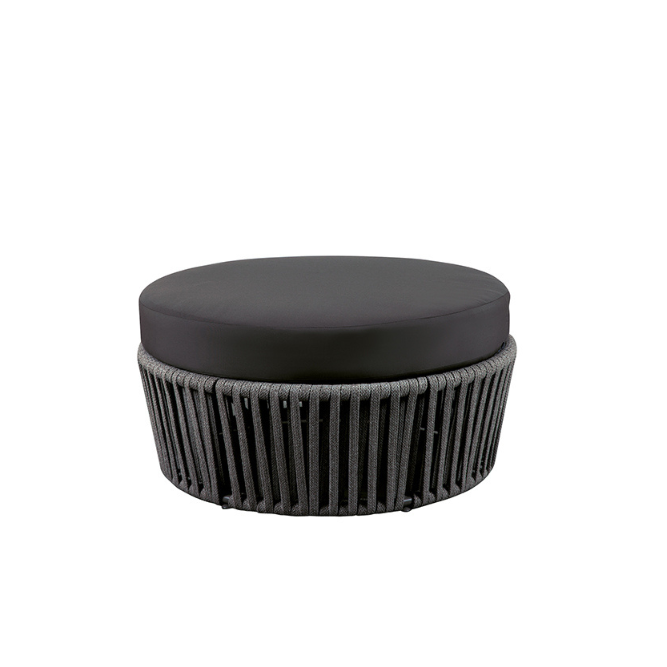 Pouf tavolino in corda e acciaio inox "Daisy Rope" tavolo basso da giardino cm 90x90 45h