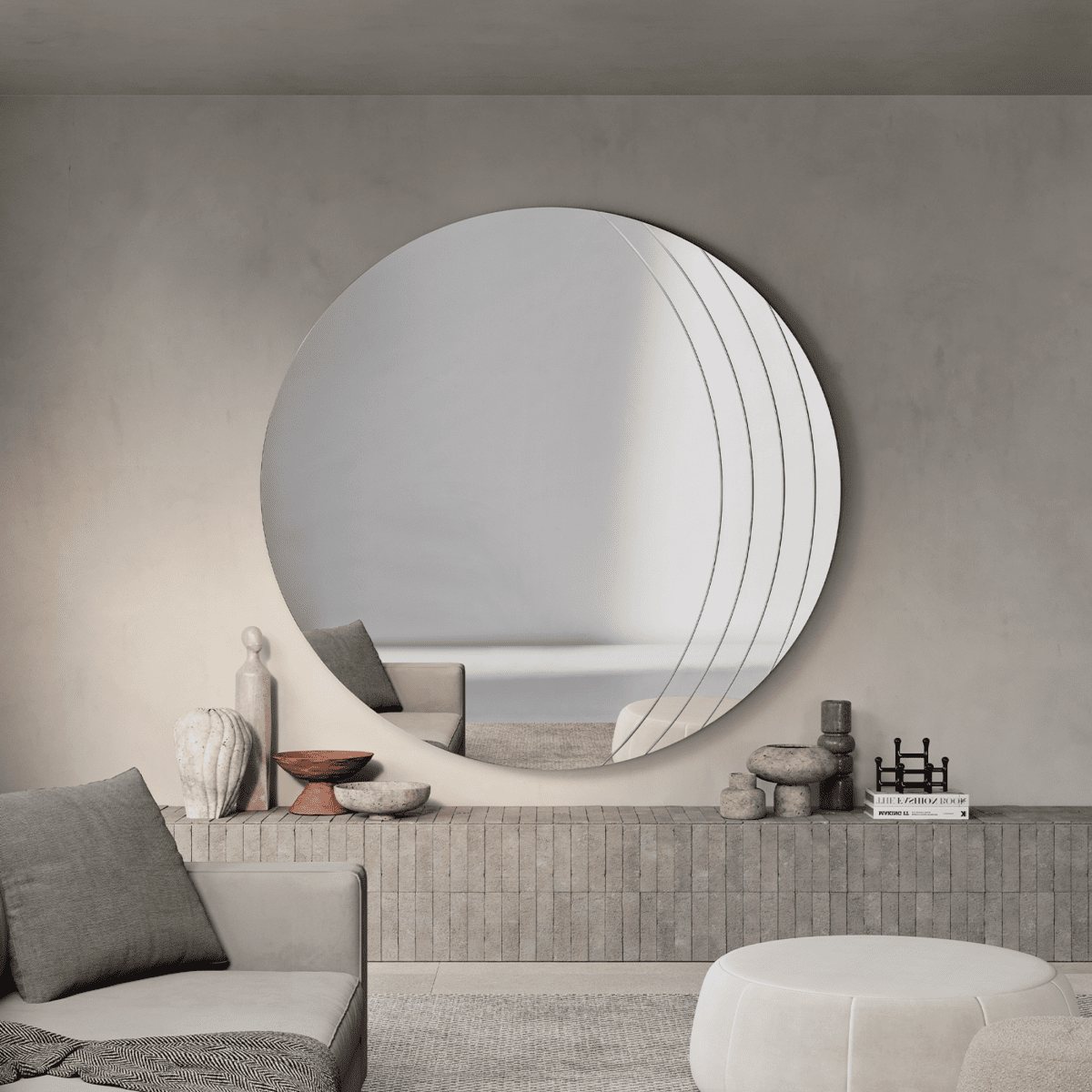 Specchio da parete "Mochi" elegante con incisioni laterali - MondoViro