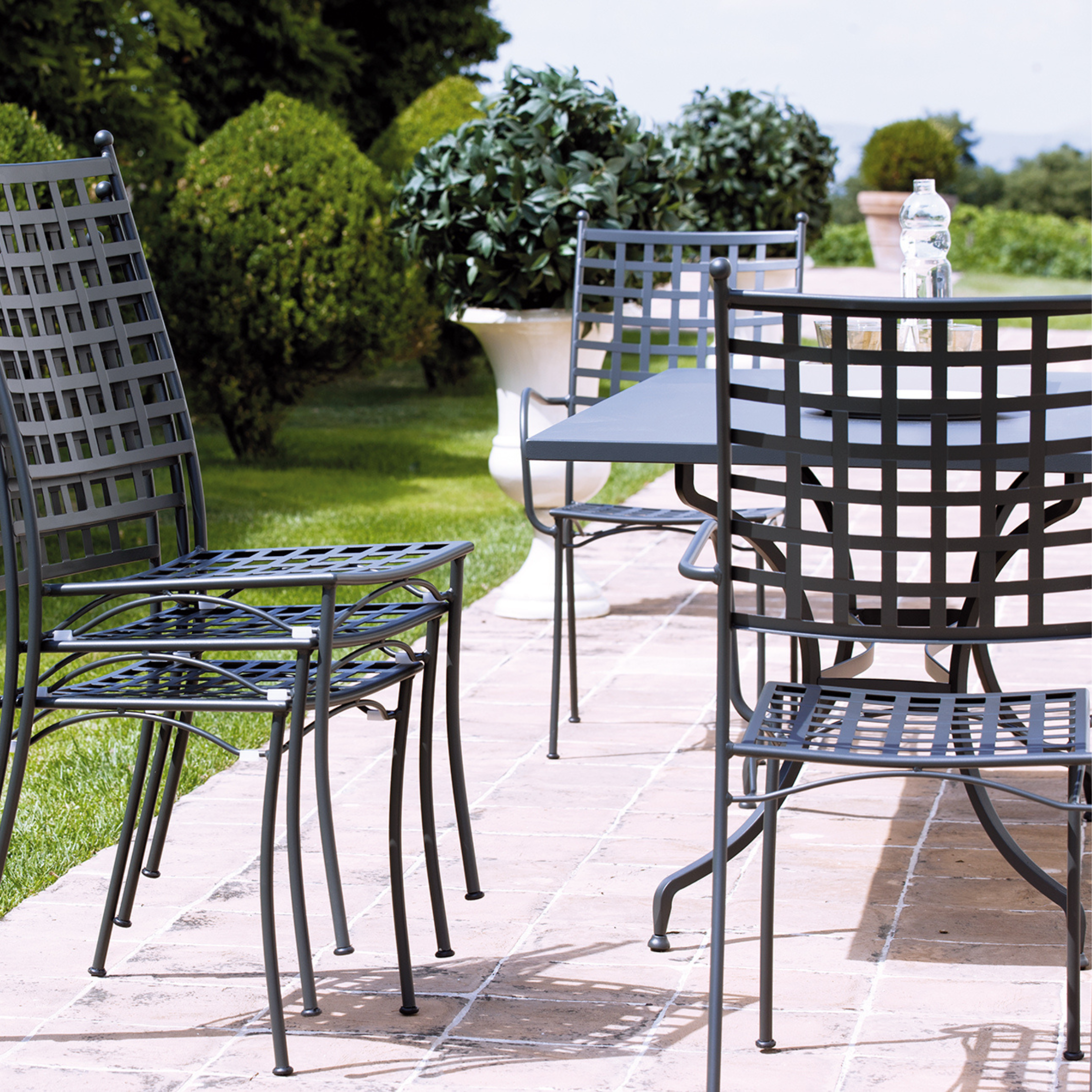 Tavolo rettangolare da pranzo in metallo zincato "Tosca" per giardino cm 180x90 75h