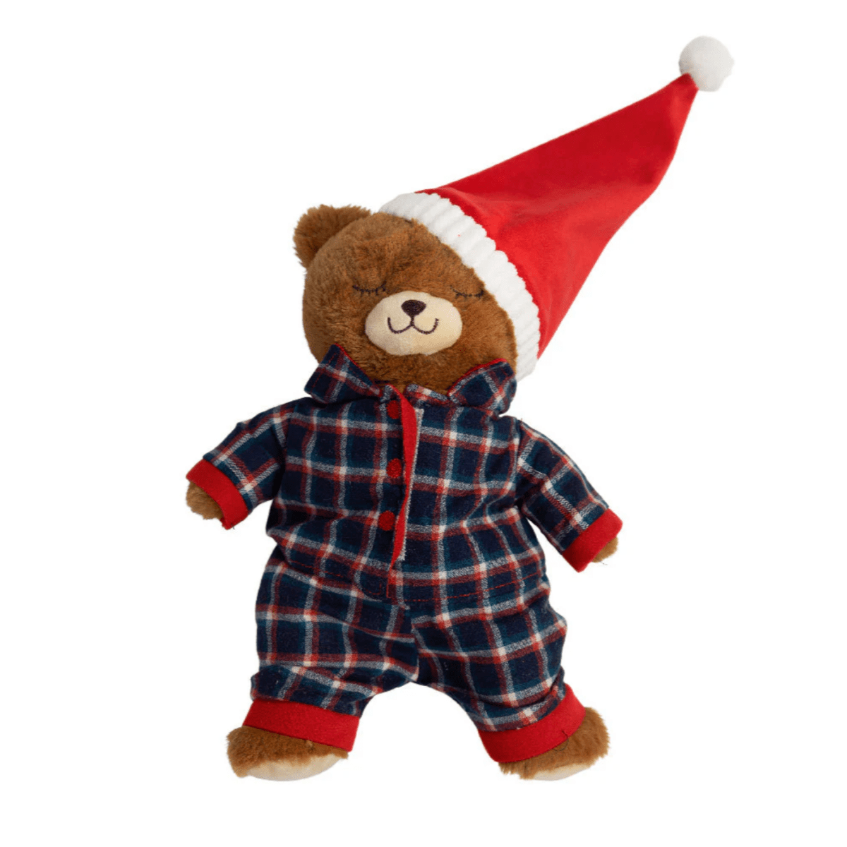 Orsetto natalizio con pigiama e cappello di Babbo Natale, decorazione morbida cm 30h - MondoViro