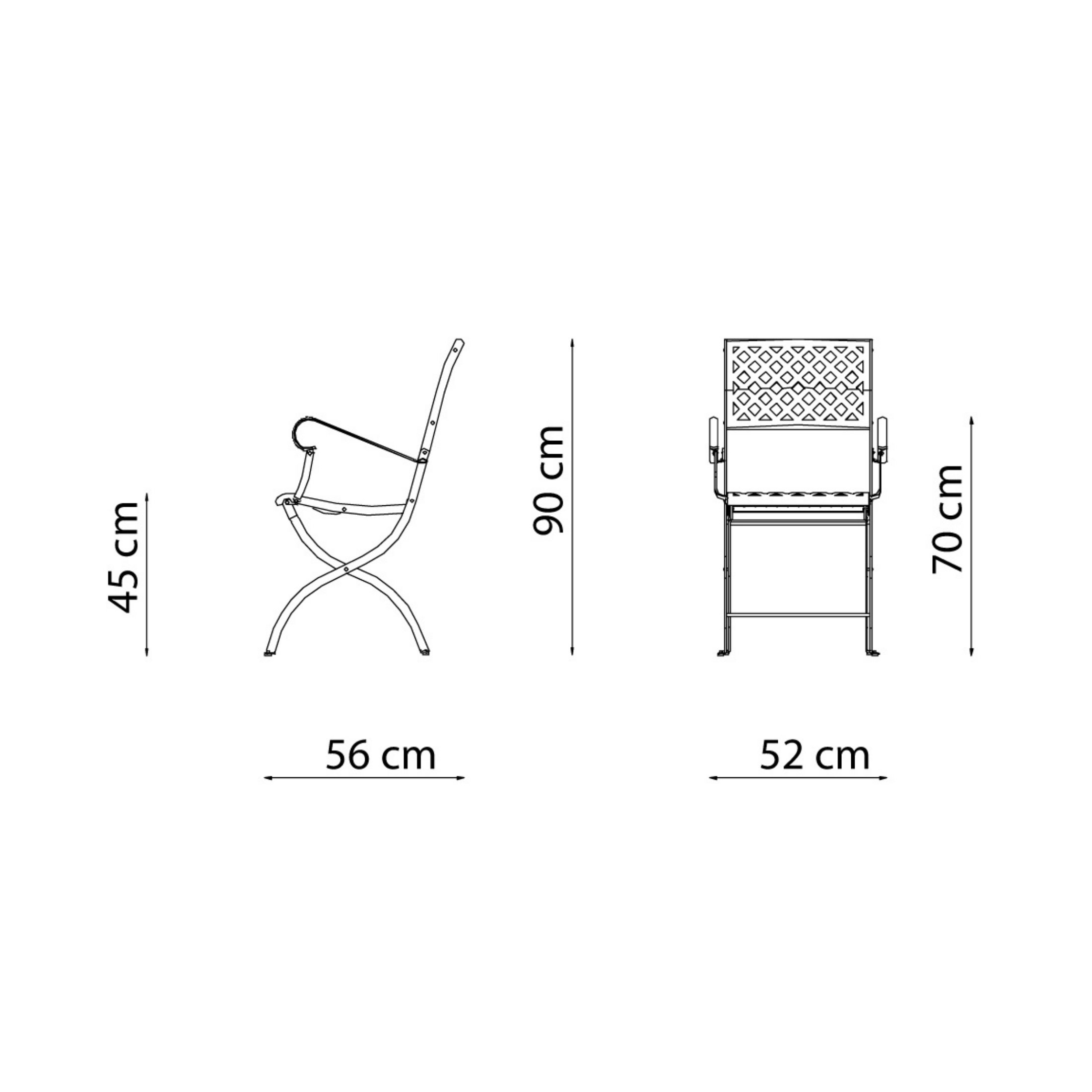 Set di sedie pieghevoli in metallo "Springtime" da giardino cm 52x56 90h