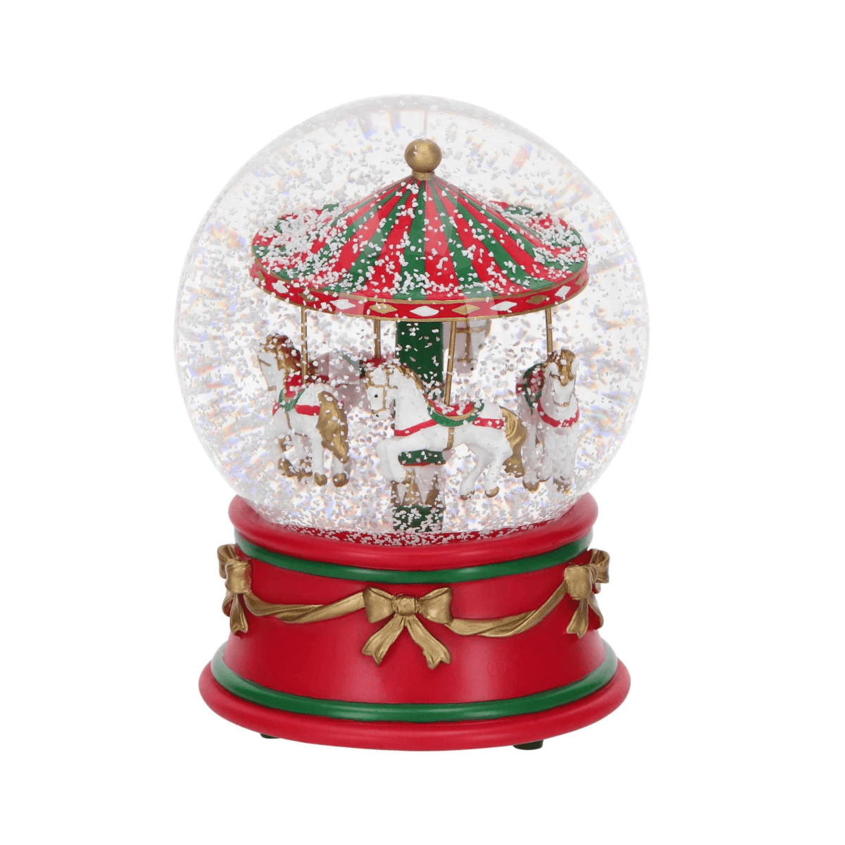 Palla con acqua e brillantini con carosello immerso cm 12x12 15,8h - MondoViro