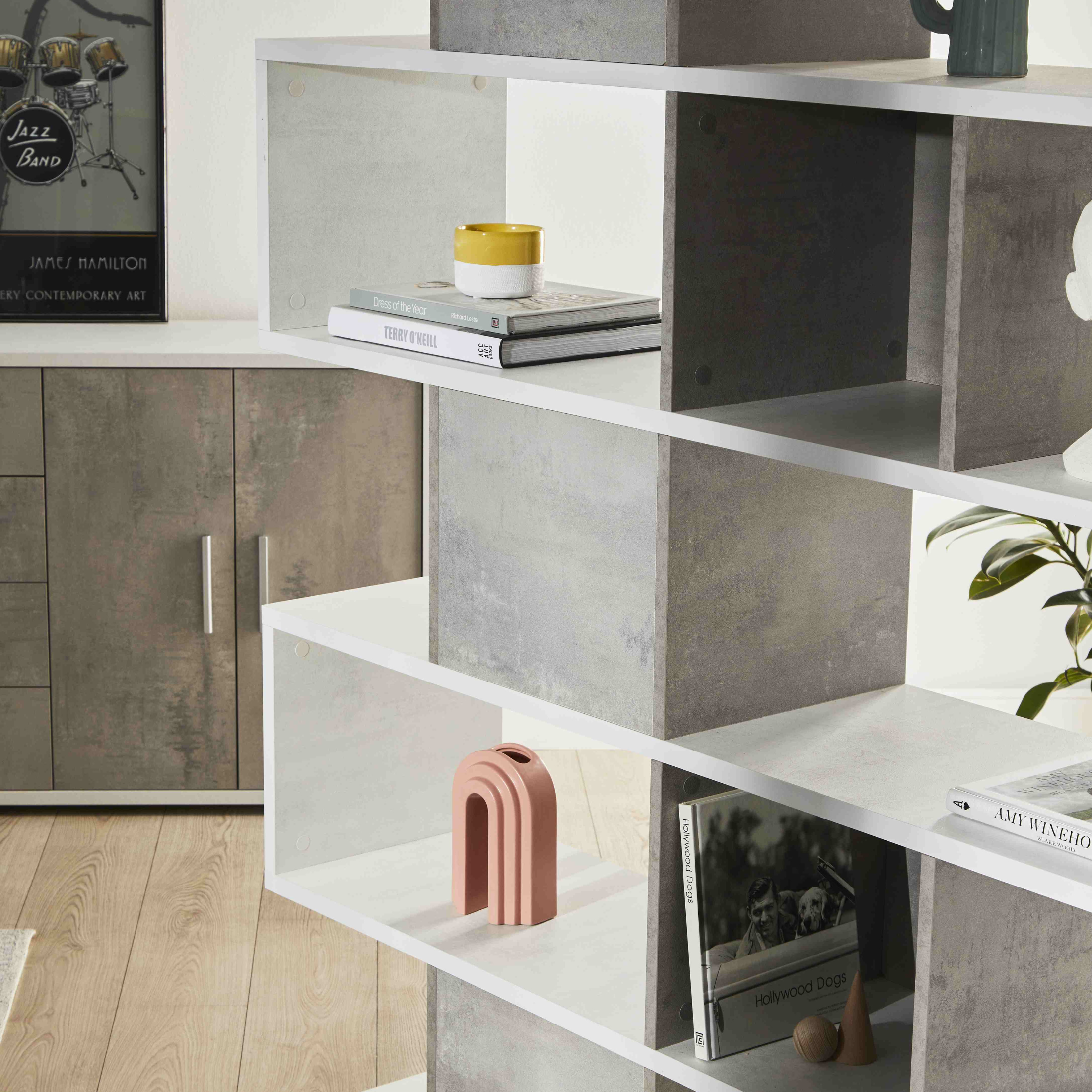 Libreria divisoria modulare moderna 6 piani "Freud" cm 150x37 215h