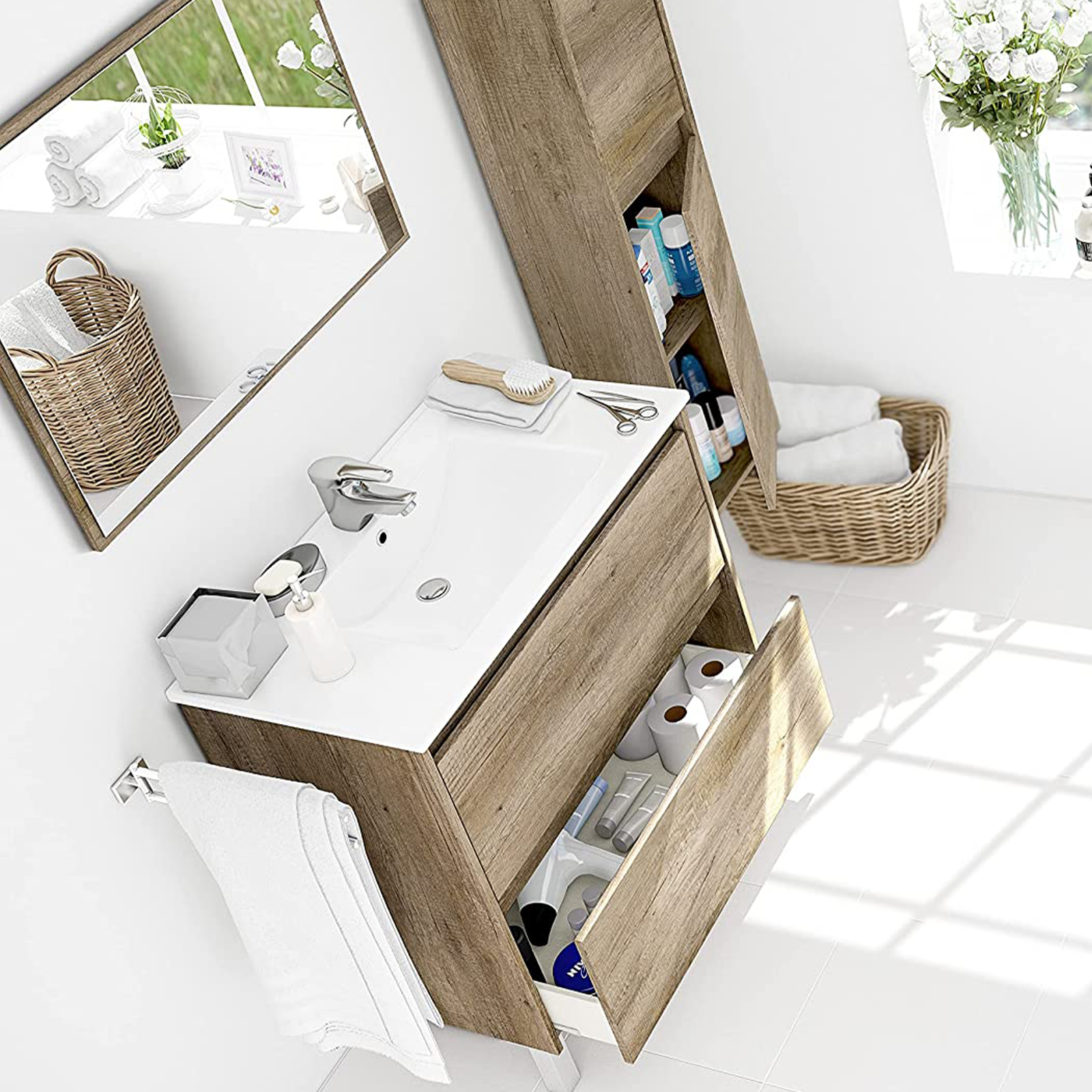 Lavabo in ceramica bianco Dakota per mobile da bagno cm 81,5x46 18h
