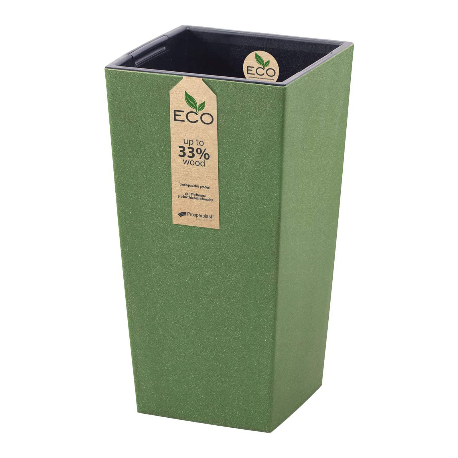 Vaso fioriera Ecodeco in plastica e legno biodegradabile