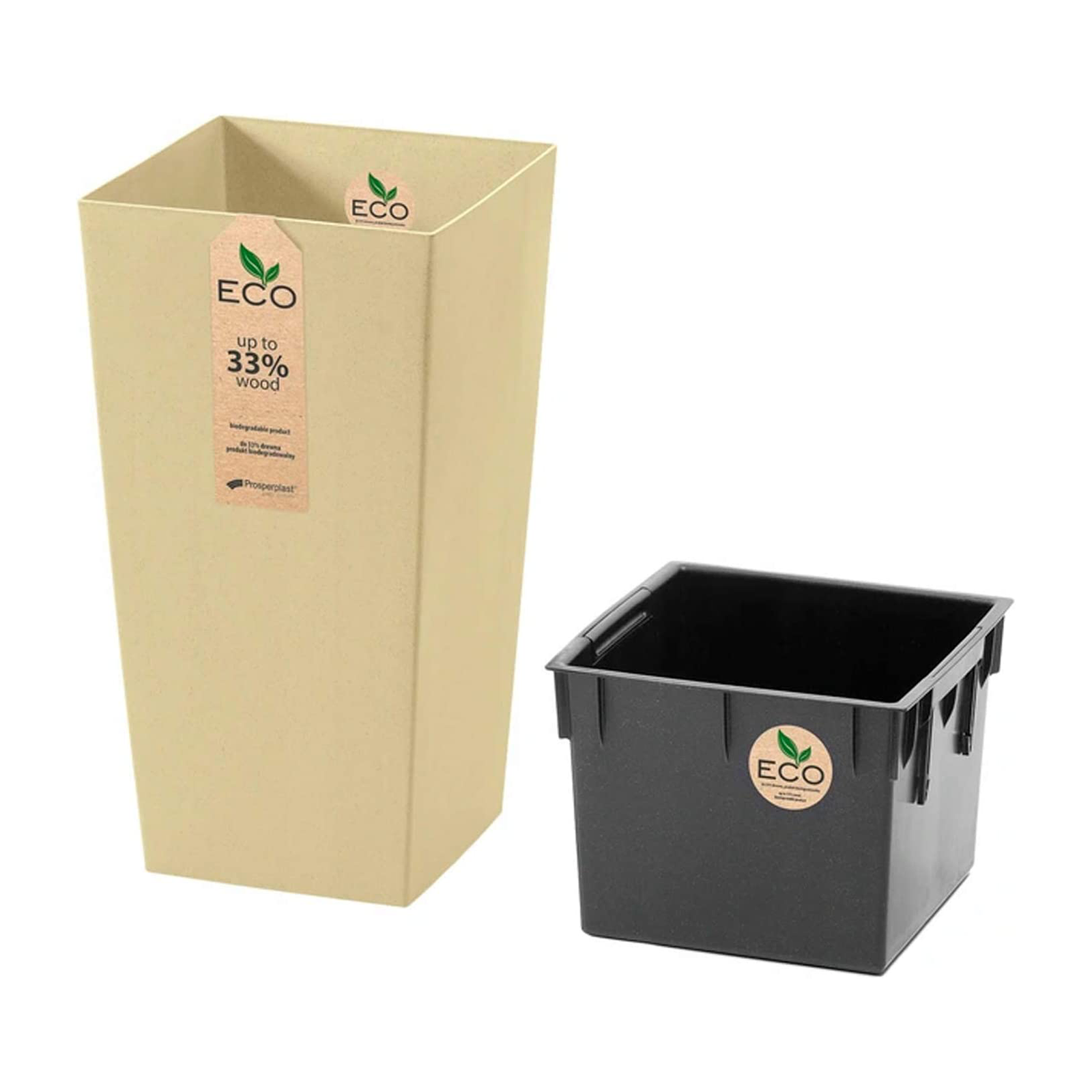 Vaso fioriera Ecodeco in plastica e legno biodegradabile