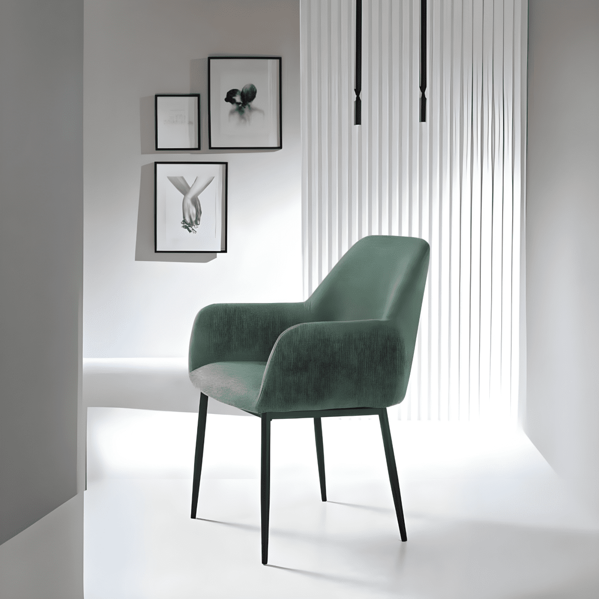 Set di sedie da pranzo "Petalo" imbottite in tessuto con struttura in metallo verniciato cm 58x61 84h - MondoViro