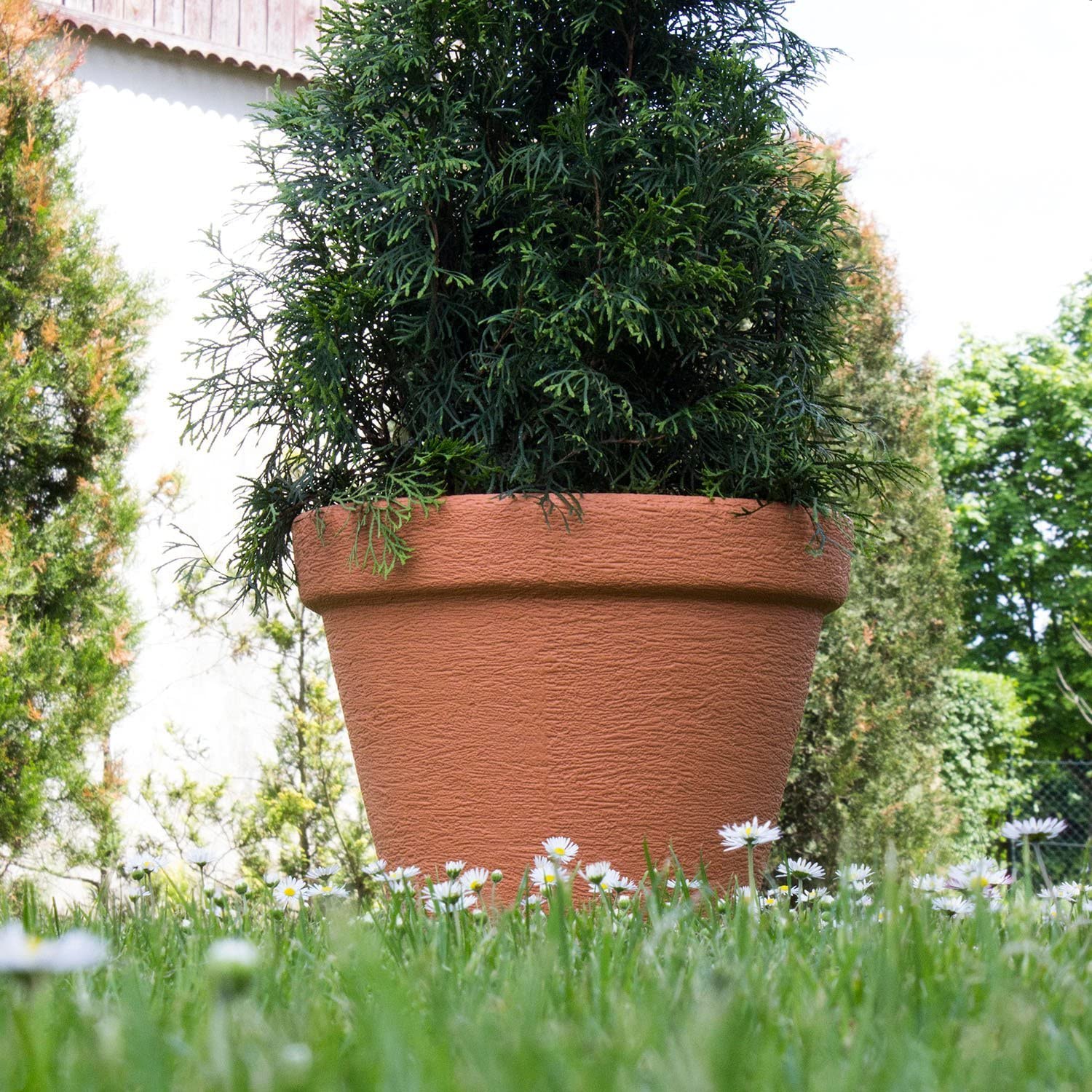 Vaso in plastica simil pietra Gea DBC per esterno senza sottovaso