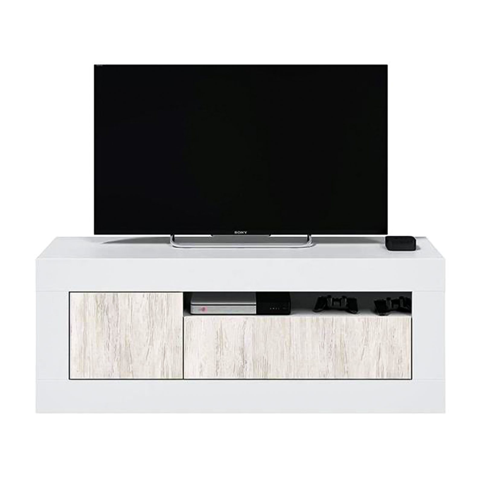 Mobile porta tv Baltik in truciolare rovere a 2 ante con 1 ripiano cm 139x42 53h
