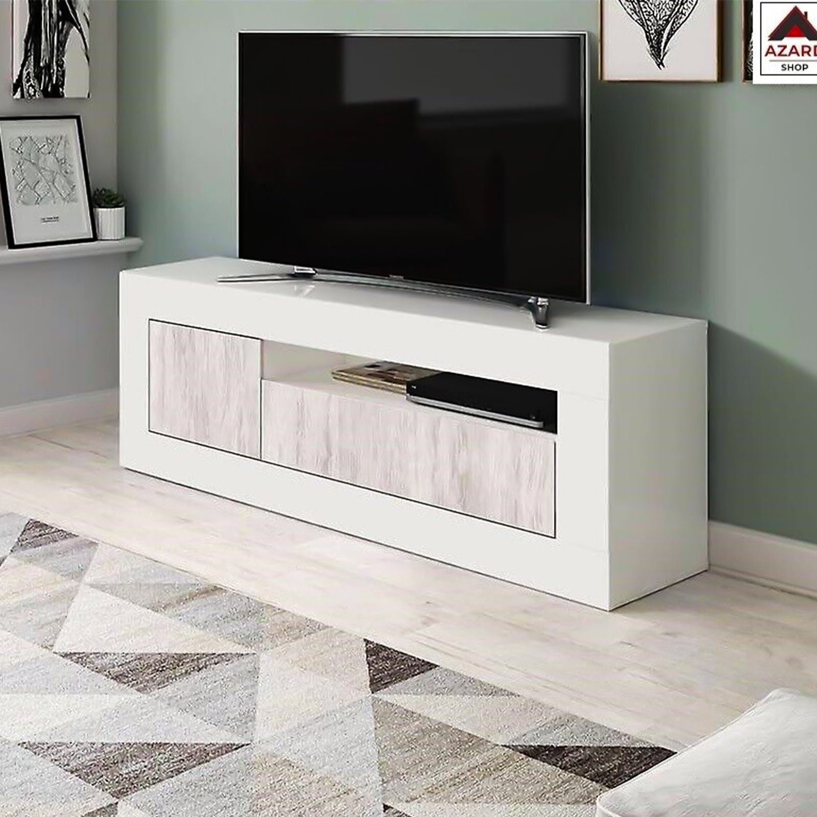 Mobile porta tv Baltik in truciolare rovere a 2 ante con 1 ripiano cm 139x42 53h
