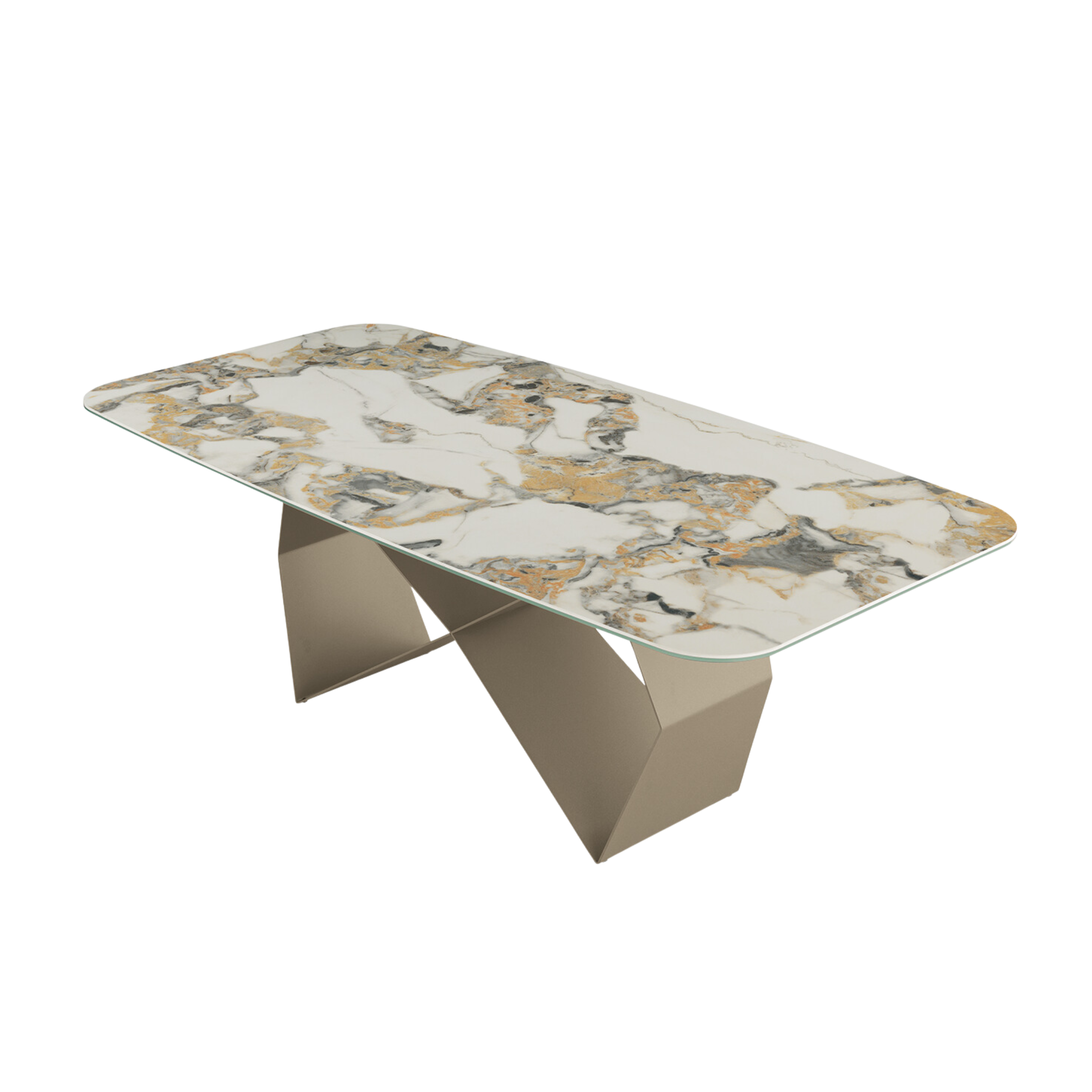 Tavolo fisso moderno "Karlito" con base in metallo verniciato cm 210x110 75h