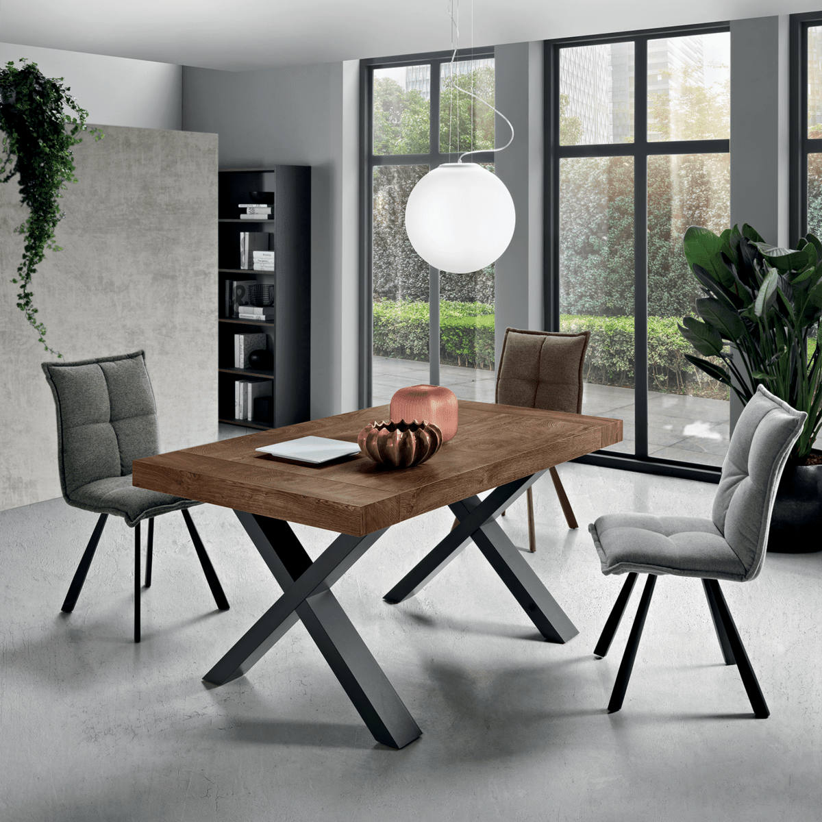 Tavolo allungabile da pranzo "Barton" con allunghe in laminato effetto legno cm 160/260x90 76h - MondoViro