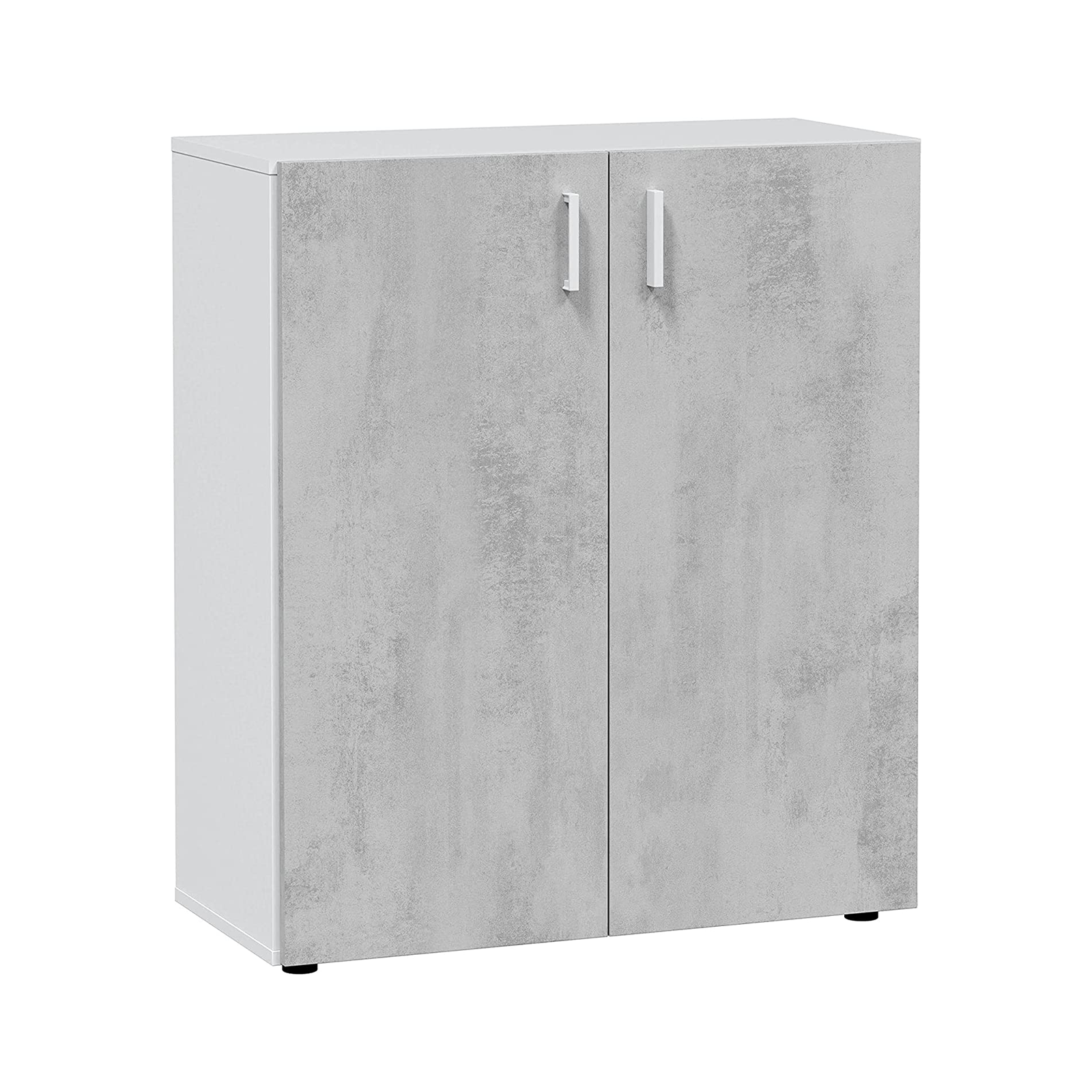 Set armadio alto o basso Multiusos in truciolare finitura cemento mobile per lavanderia