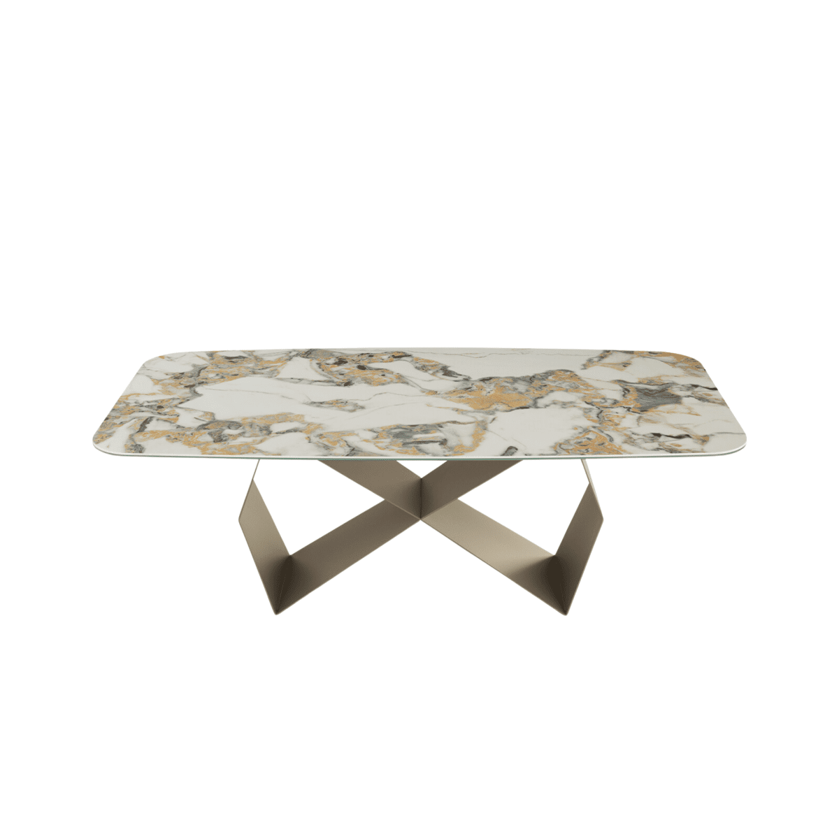 Tavolo fisso moderno "Karlito" con base in metallo verniciato cm 210x110 75h - MondoViro