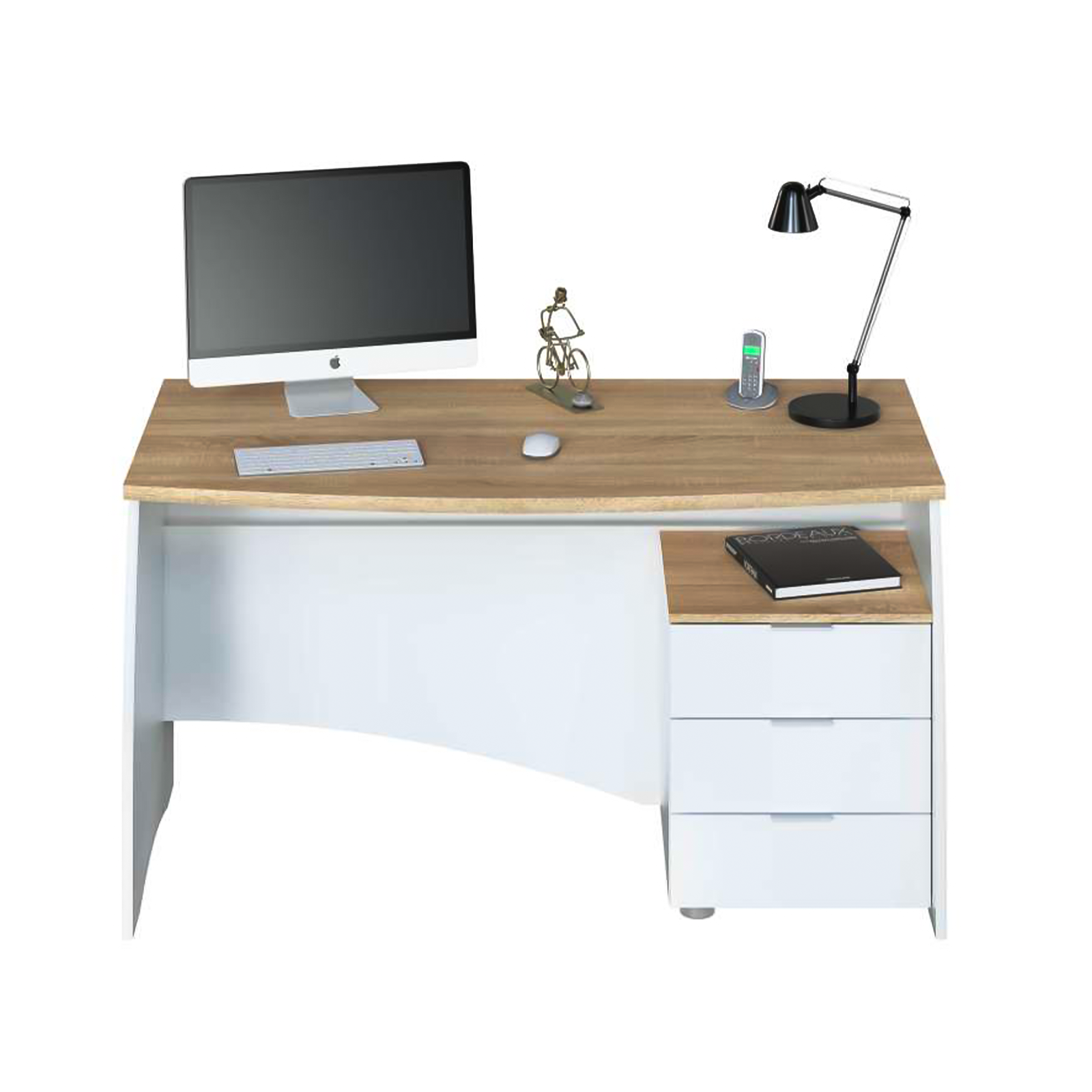 Scrivania in truciolare rovere Estil con cassettiera a 3 cassetti cm 136x67 74h